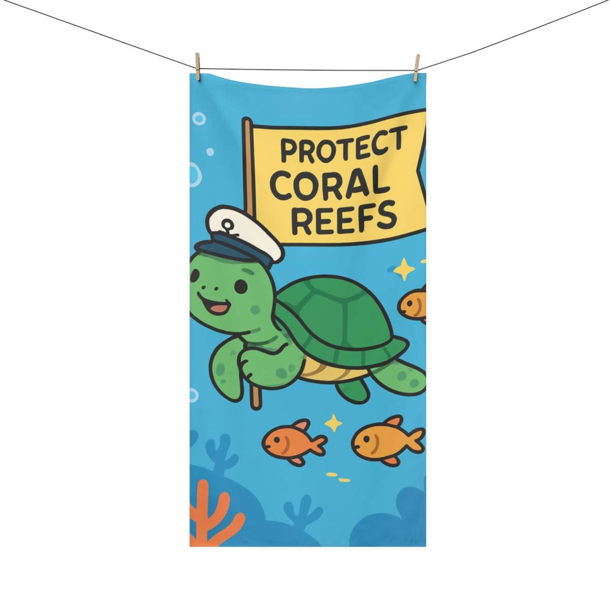 Coral Comet Turtle Parade trendy hand towels
