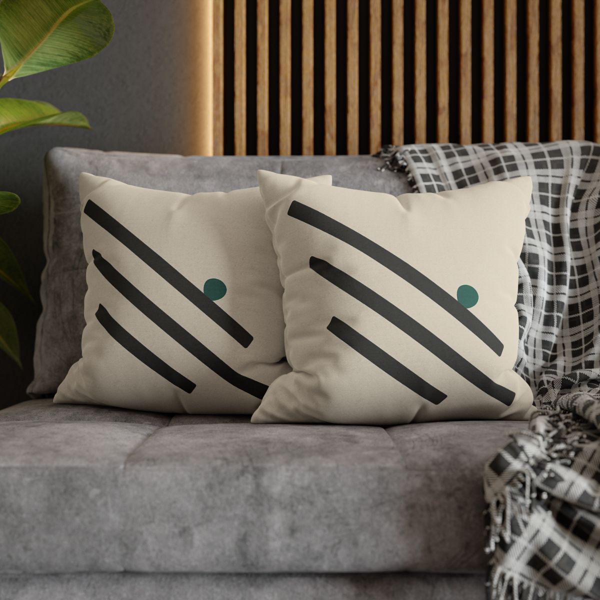 Staggered Short Bars With Quiet Dot designer print pillow cases