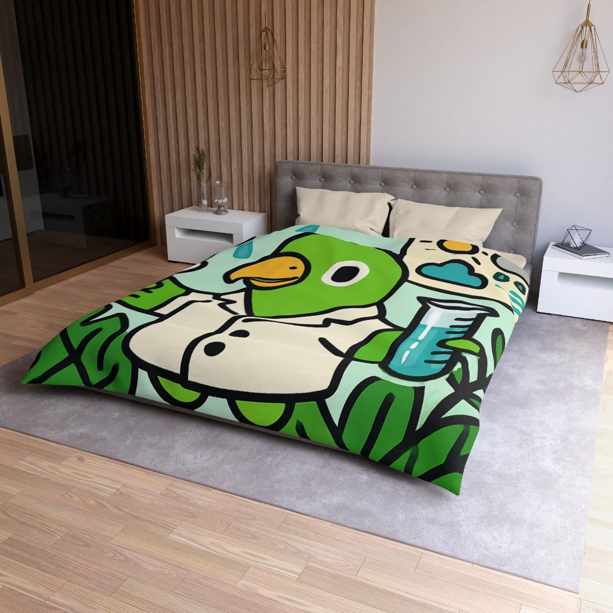 Rainforest Weather Lab With Parrot Scientist unique patterned duvets