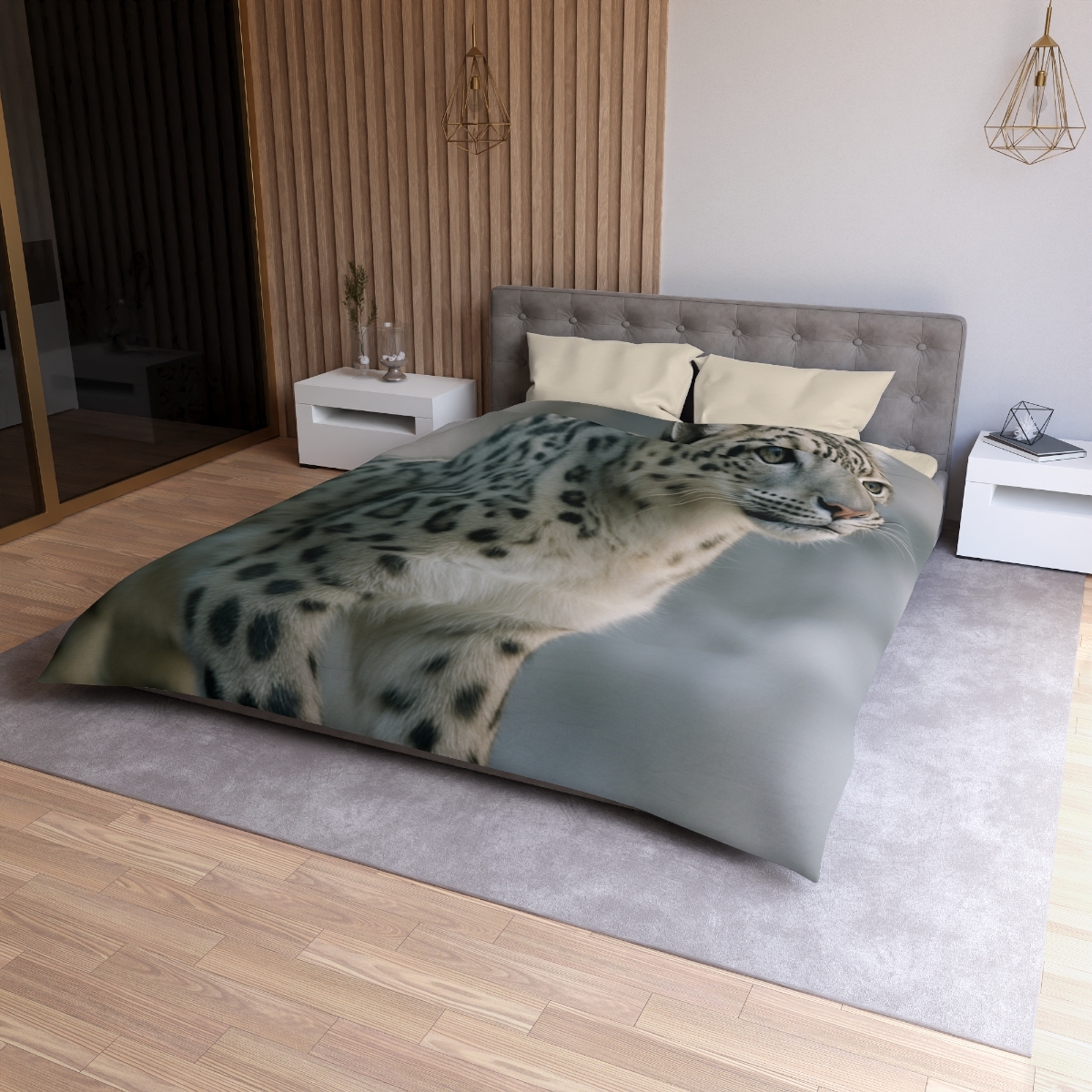 Cliff Phantom Snow Leopard soft comforter duvets