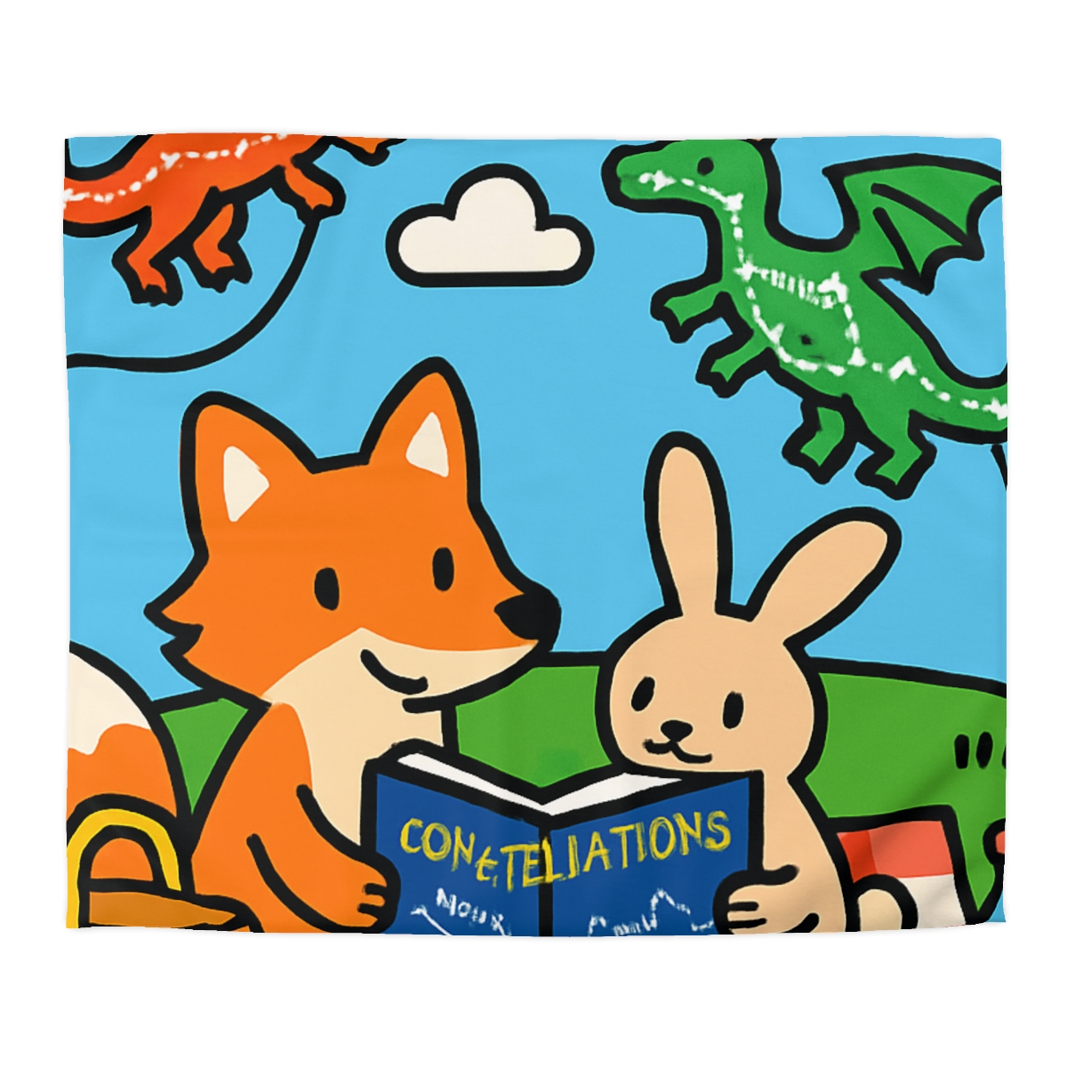 Sky Map Picnic With Dragon Kites soft comforter duvets