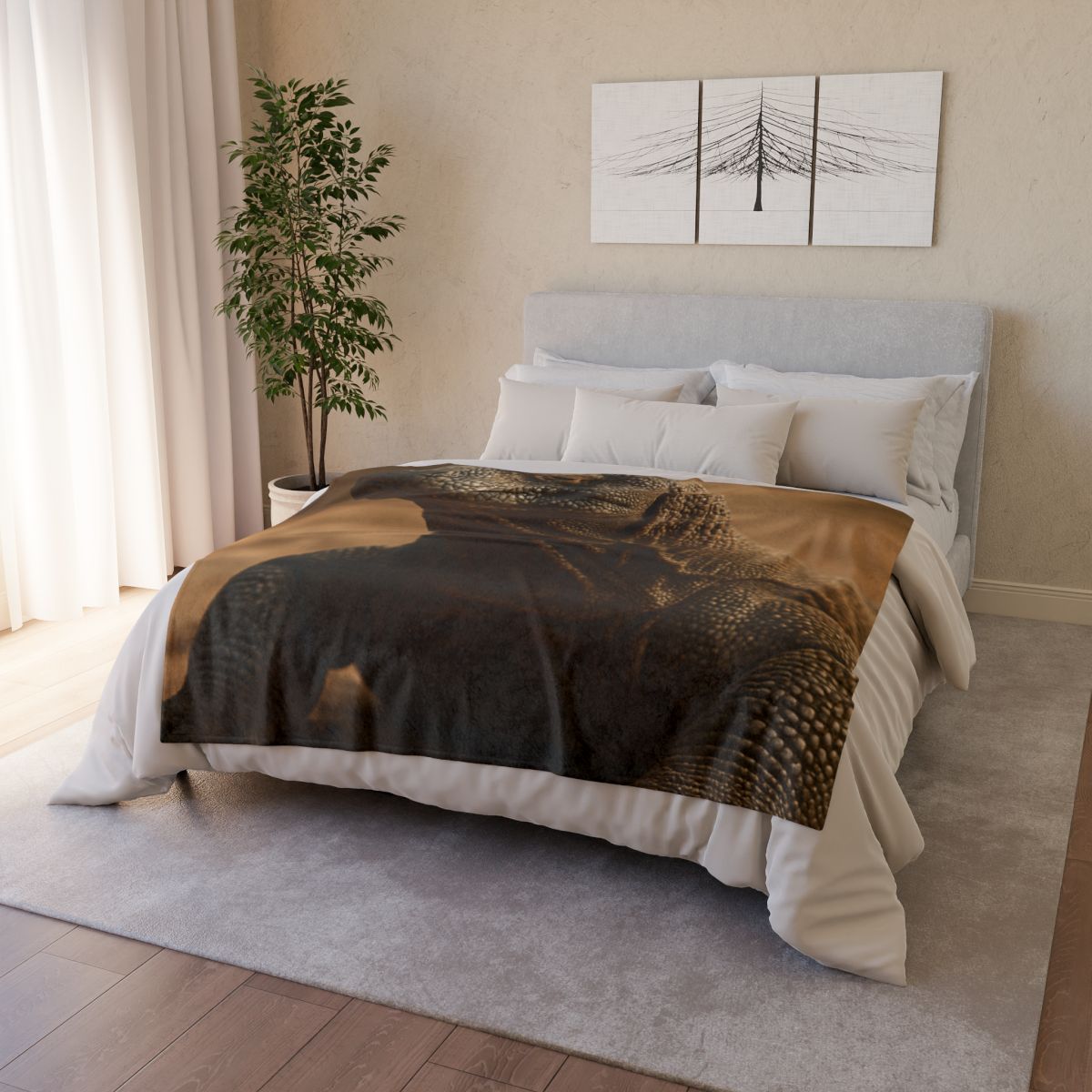 Ancient Sentinel Komodo Dragon trendy patterned blankets