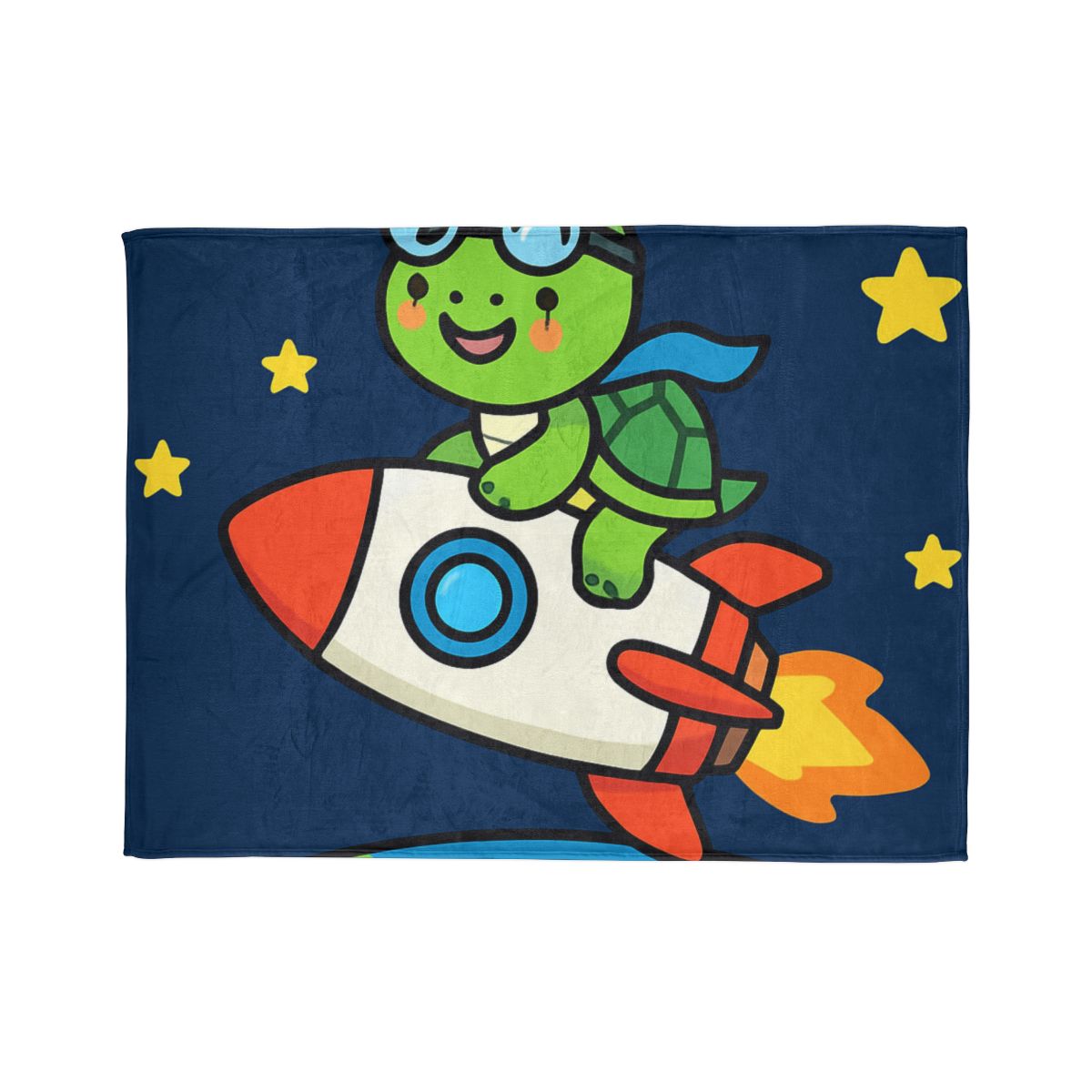 Rocket Riding Turtle To The Moon designer printed blankets