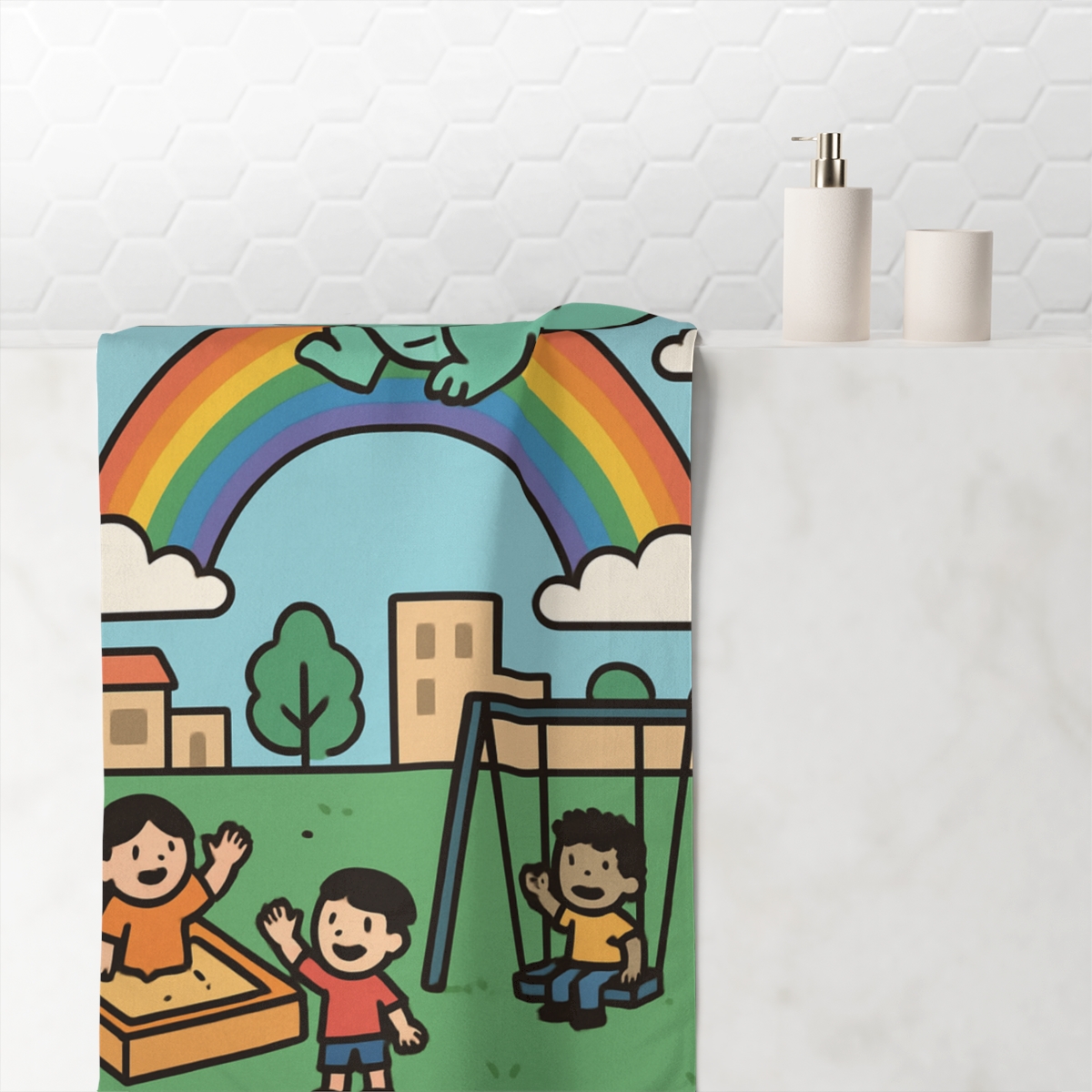 Rainbow Sky Dragon Playground soft cotton towels