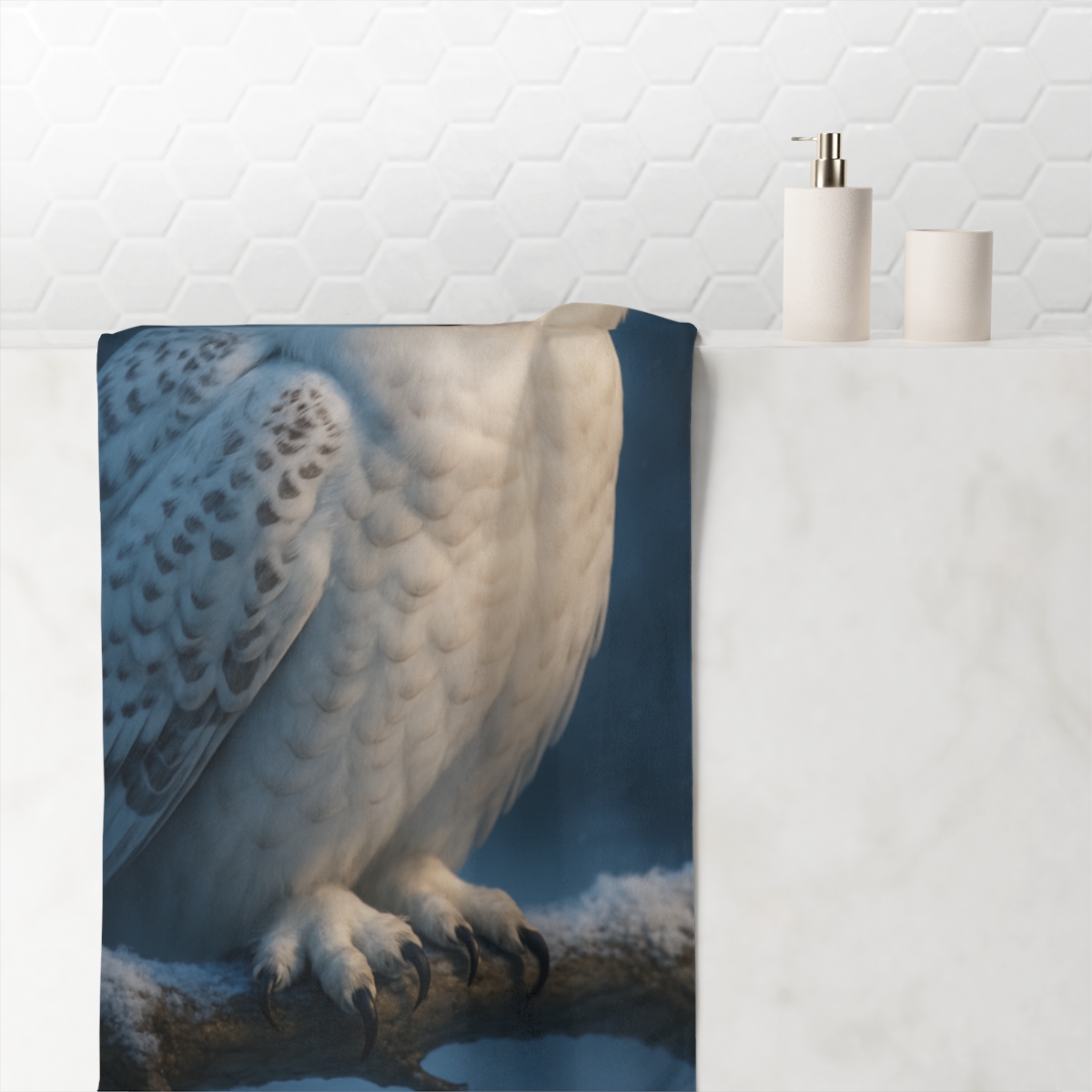 Twilight Watcher Snowy Owl unique gift towels