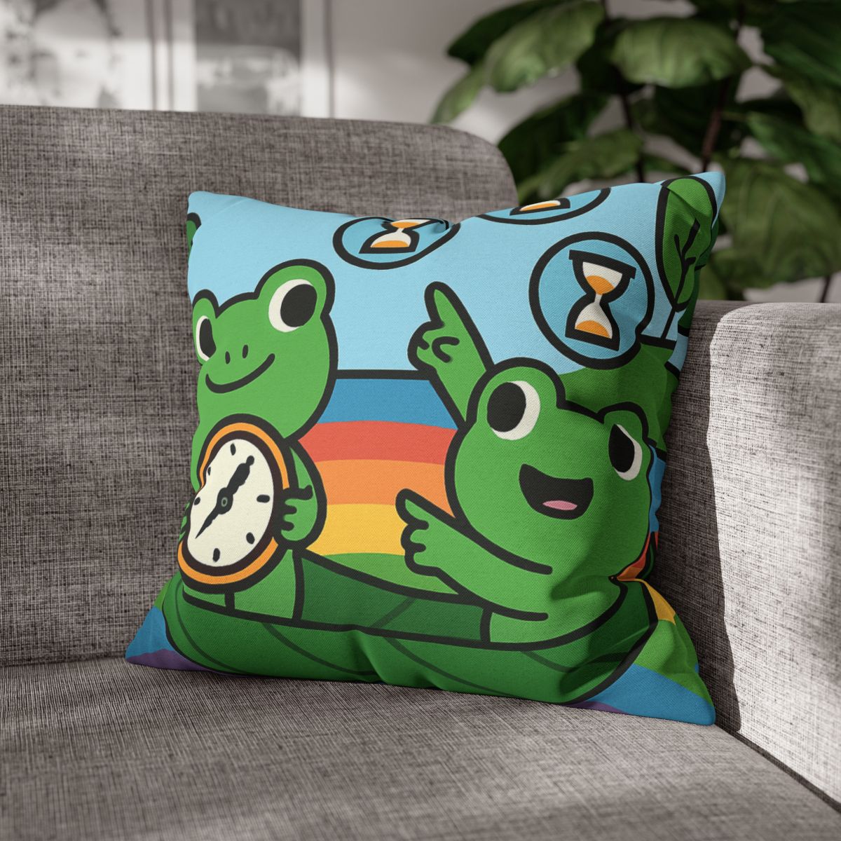 Rainbow River Time Travel Frogs custom pillow cases