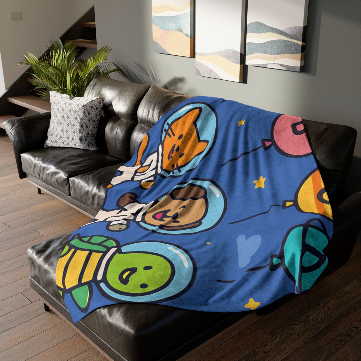 Planet Parade Of The Animal Astronauts soft fleece blankets