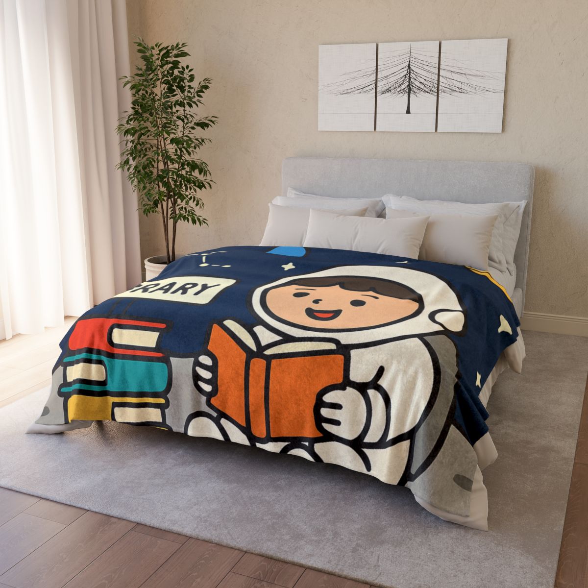 Galaxy Library On The Moon warm winter blankets