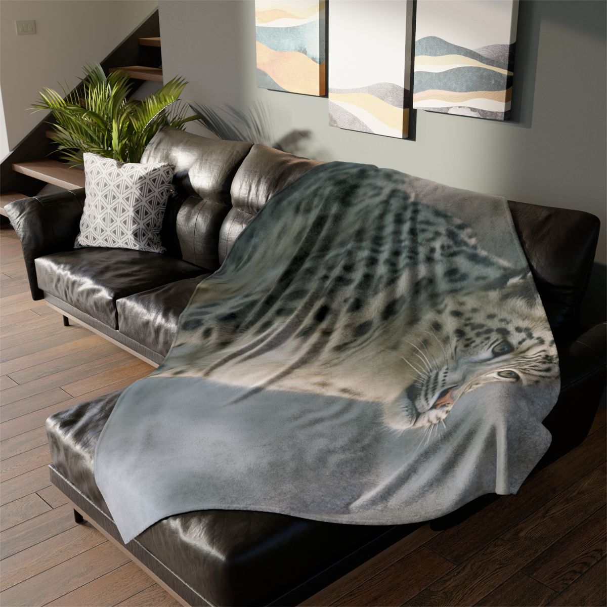 Cliff Phantom Snow Leopard designer printed blankets