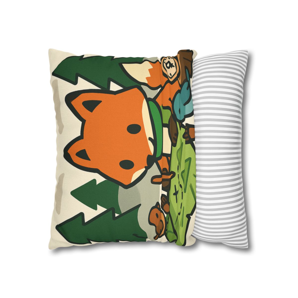 The Map Making Fox In Misty Pines designer print pillow cases