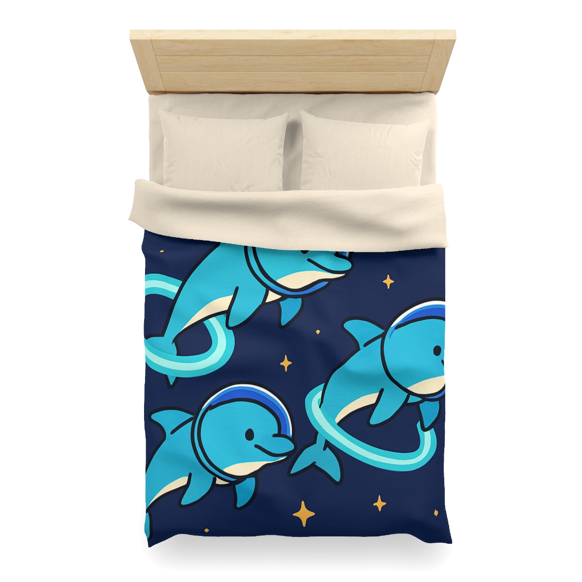 Cosmic Dolphin Playground personalized bedding duvets