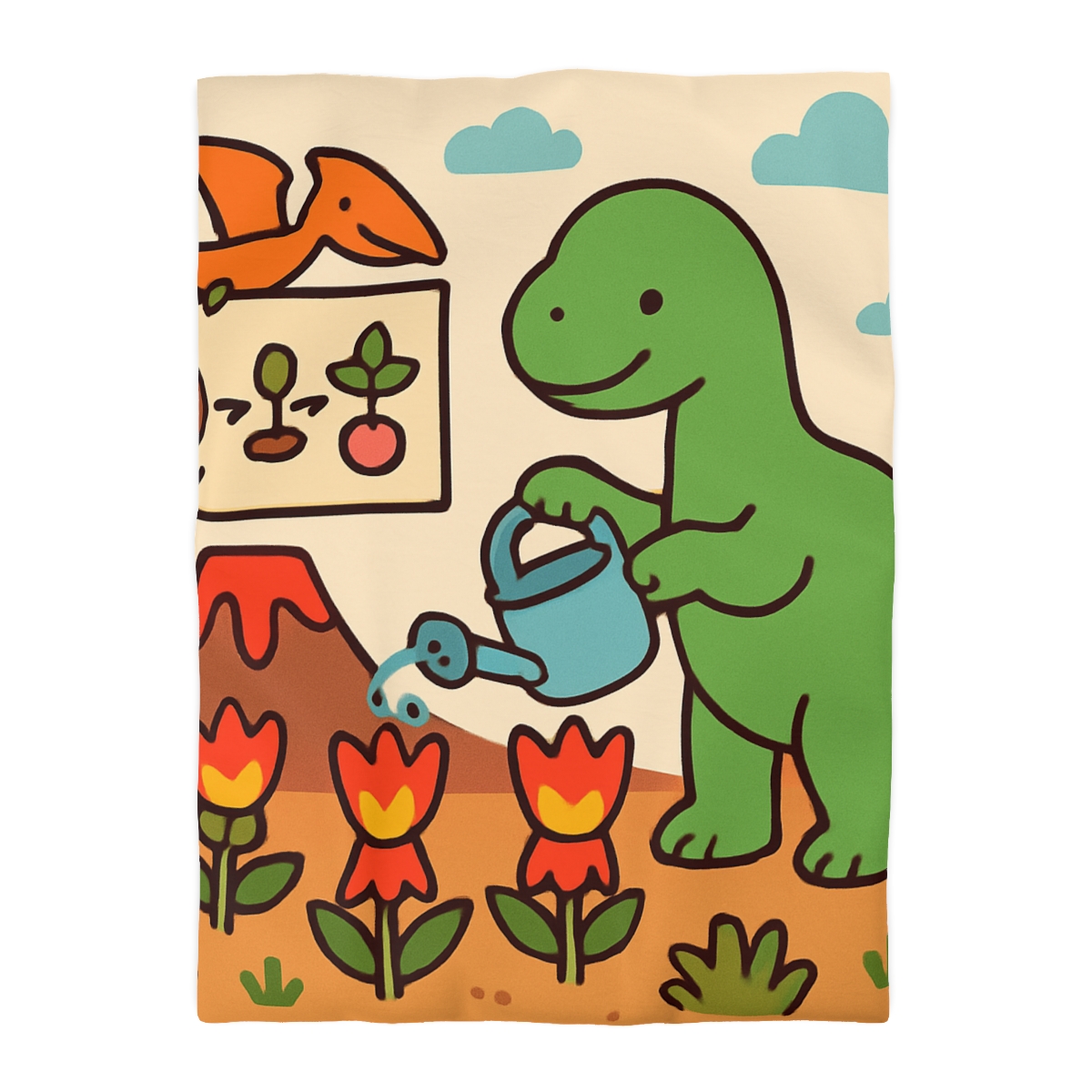 Volcano Garden Of Friendly Dinosaurs personalized bedding duvets