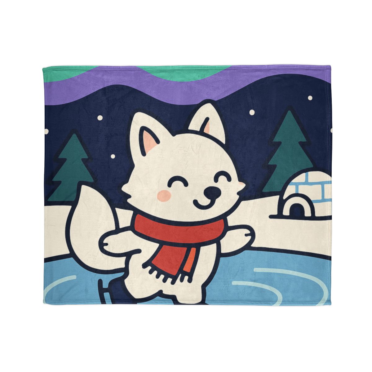 Aurora Snow Fox Skate Night warm winter blankets