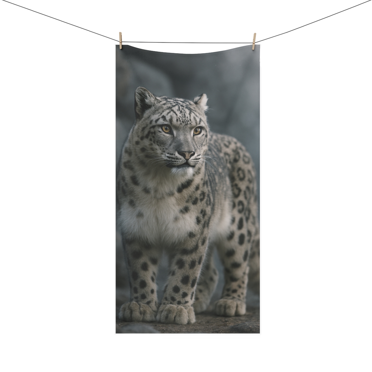 Moonlit Ghost Snow Leopard trendy hand towels