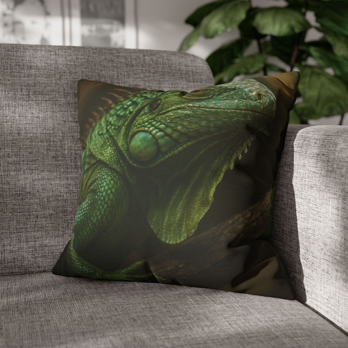 Starlit Stillness Green Iguana trendy patterned pillow cases