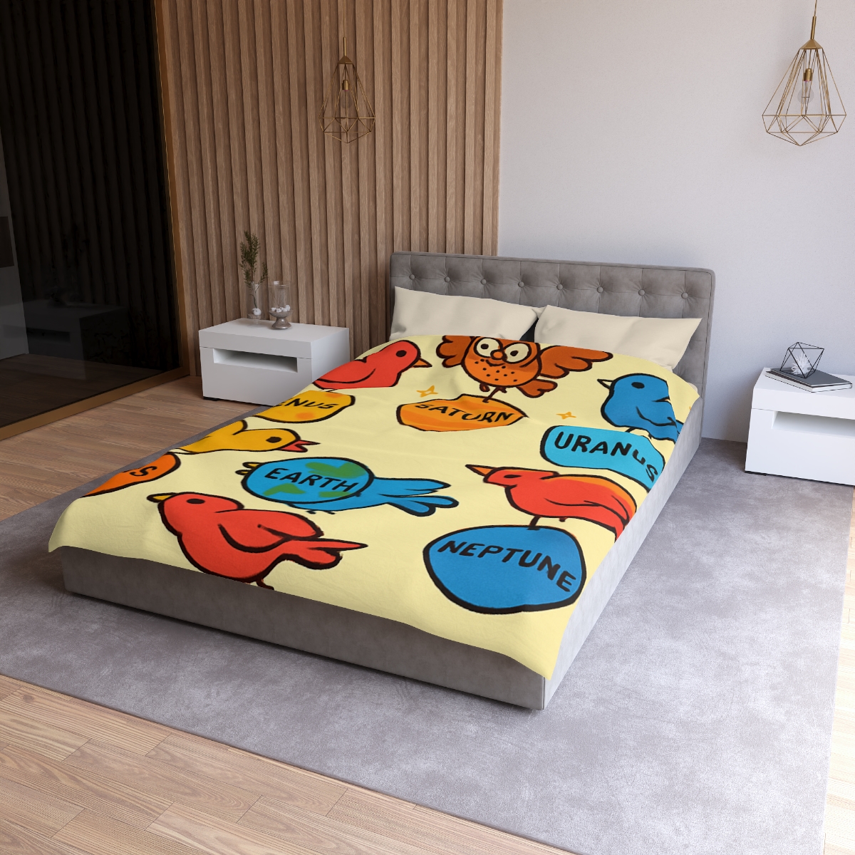 Solar System Circus Of Birds unique patterned duvets