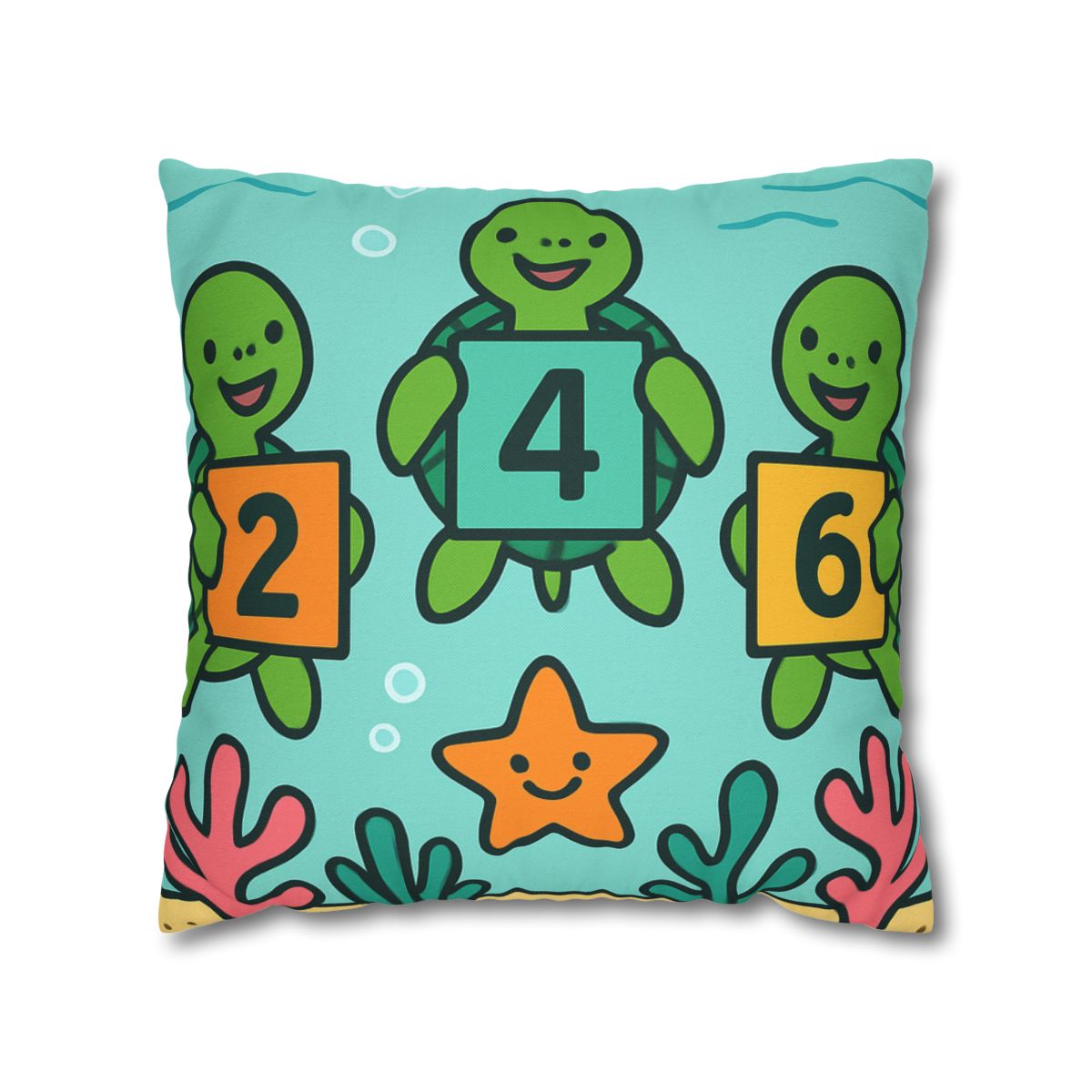 Coral Reef Math Parade Of Sea Turtles soft cotton pillow cases