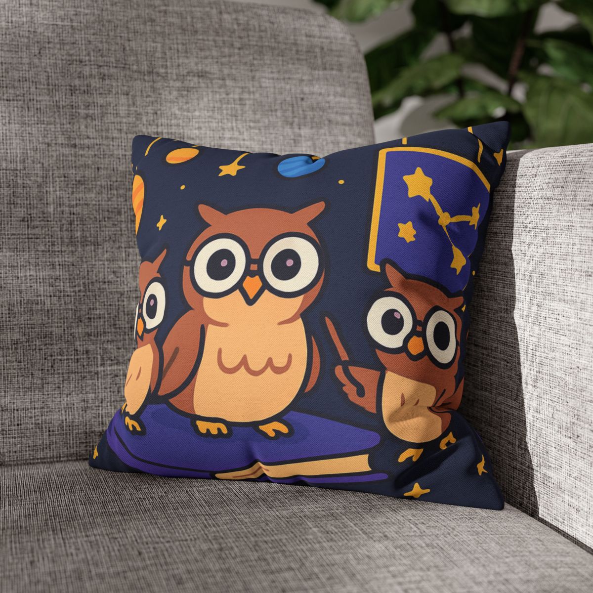 Galaxy Library Of The Wise Owls trendy patterned pillow cases