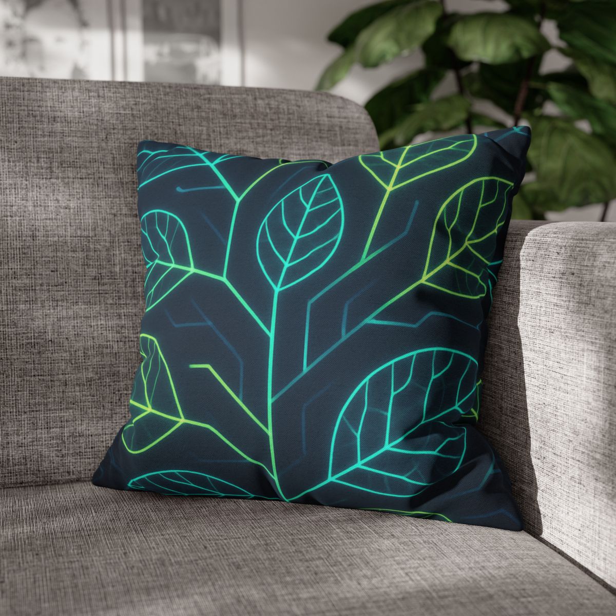 Leaf Vein Circuit Flow designer print pillow cases