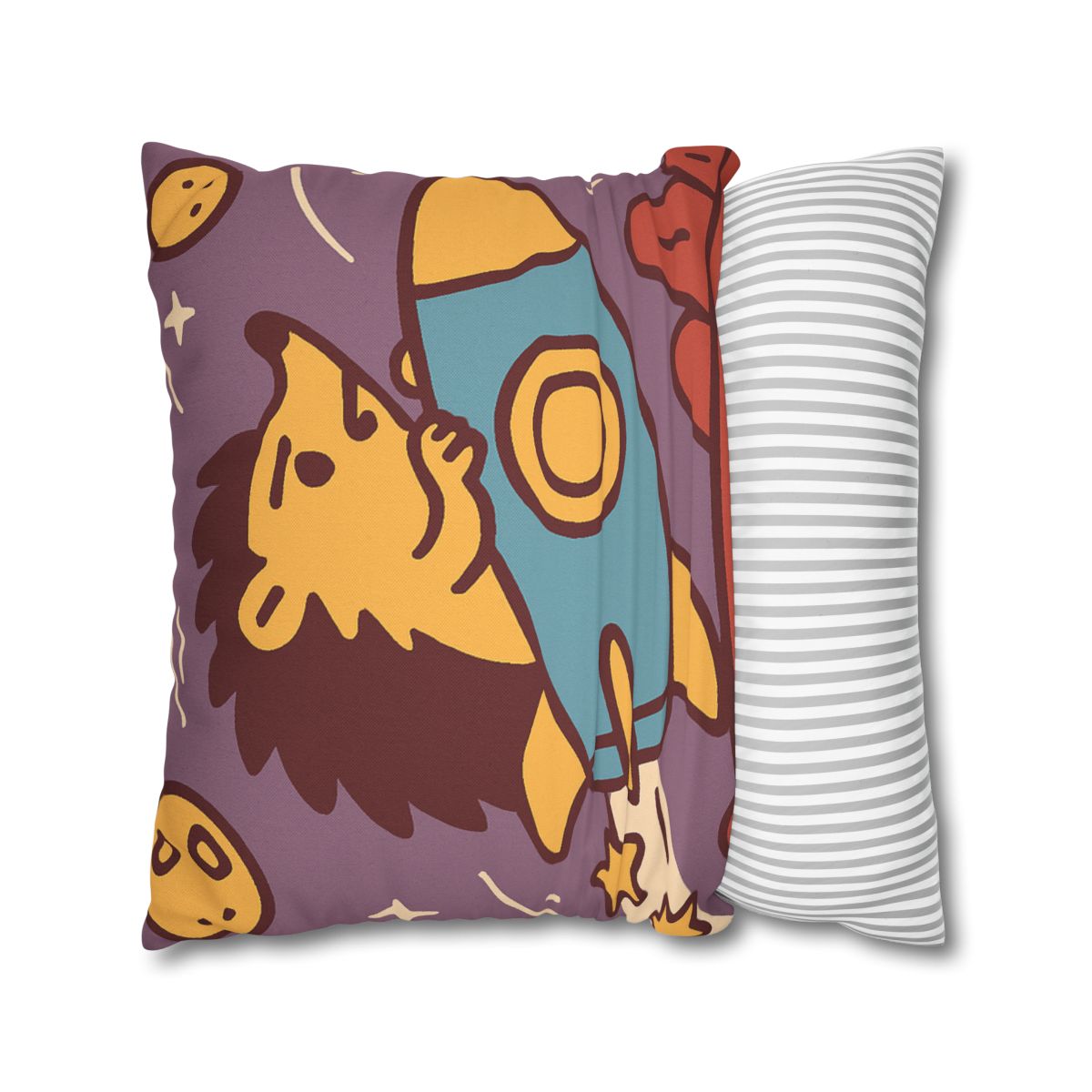 Rocket-Riding Hedgehog designer print pillow cases