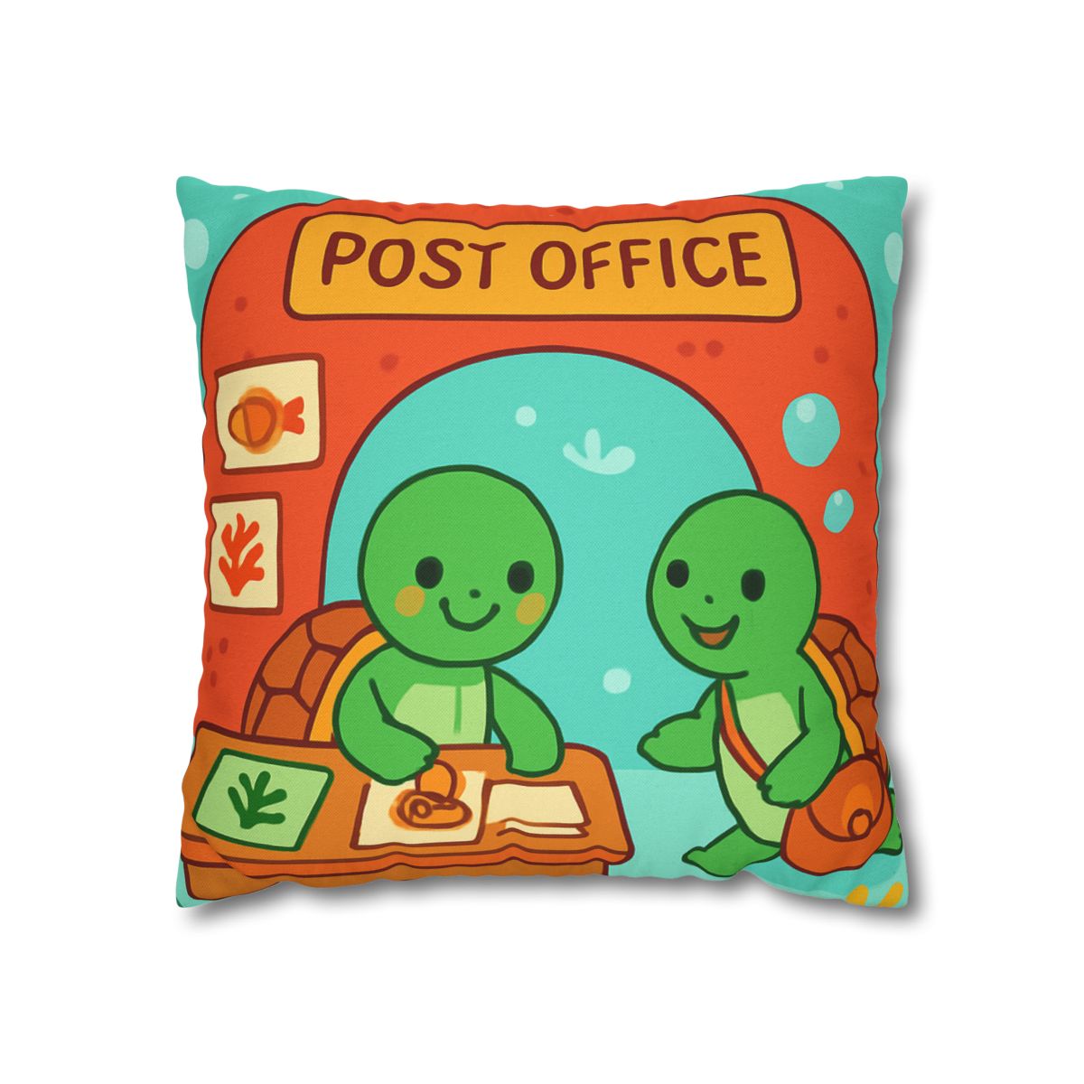 Coral Reef Post Office Run By Sea Turtles soft cotton pillow cases