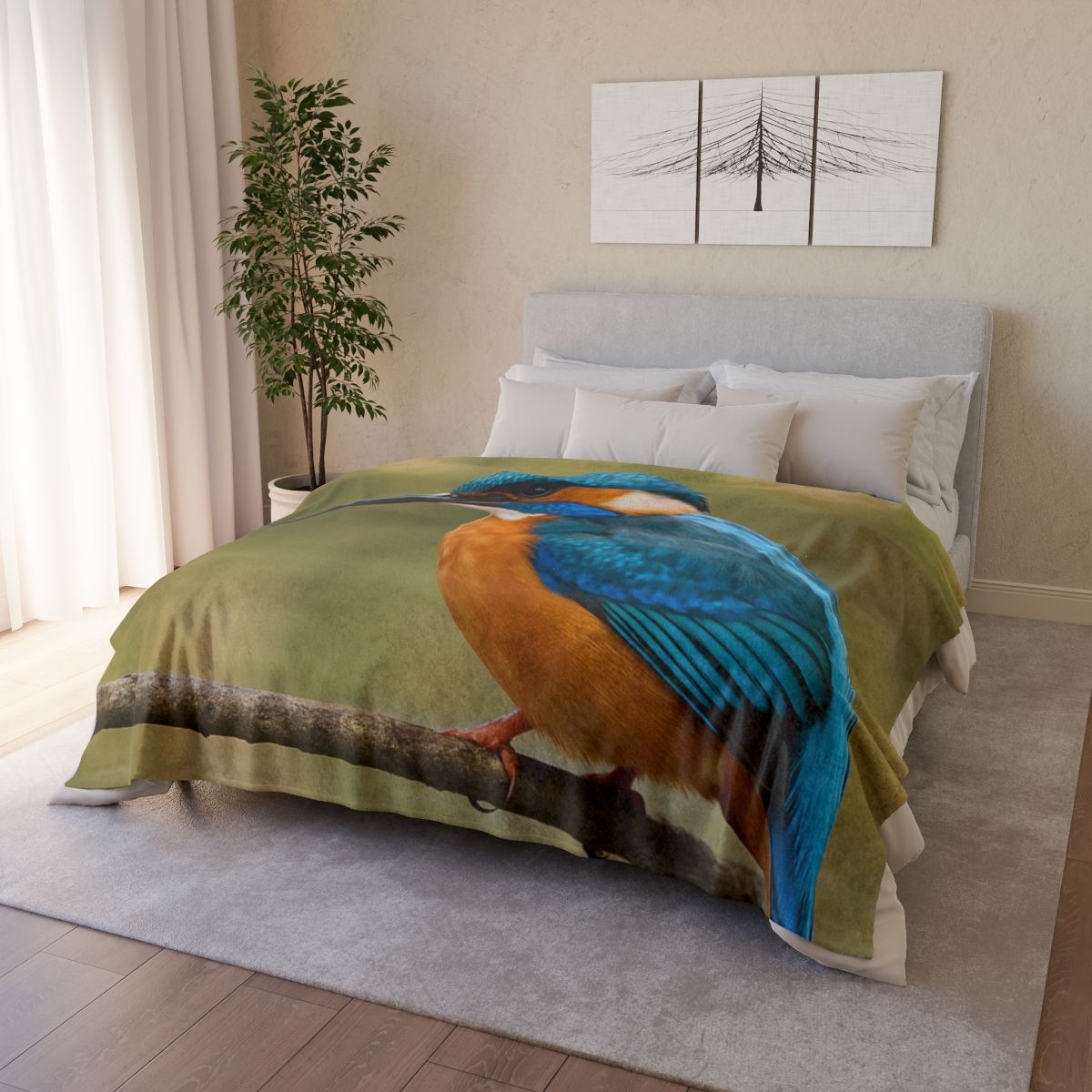 Crystal Dive Common Kingfisher personalized cozy blankets
