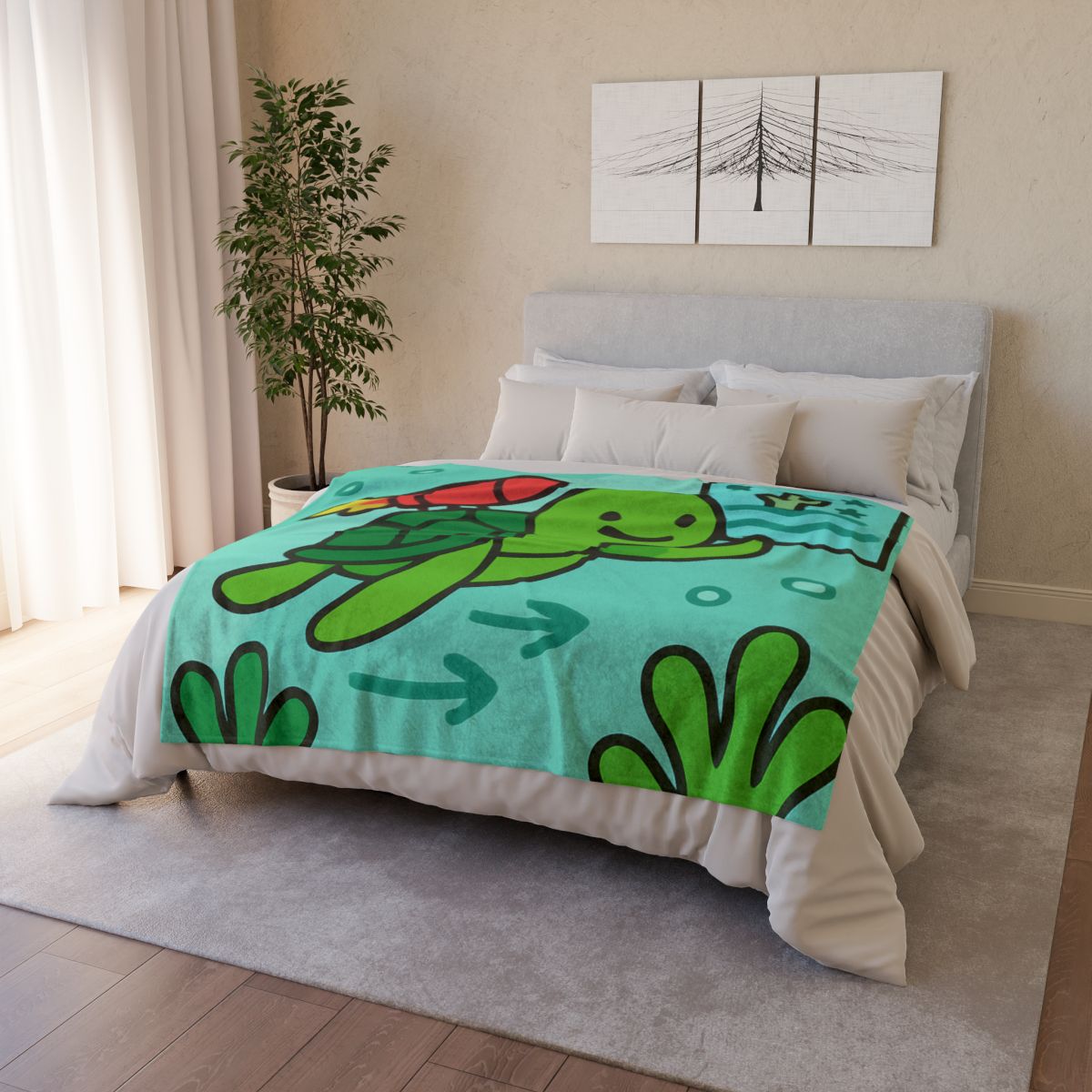 Underwater Rocket Turtle soft fleece blankets
