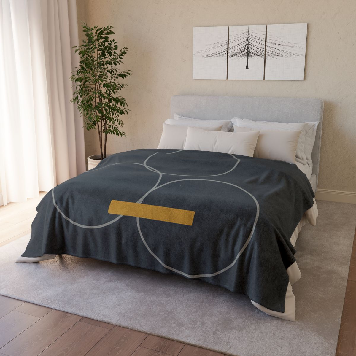 Three Rings With Shared Tangent Bar decorative home blankets