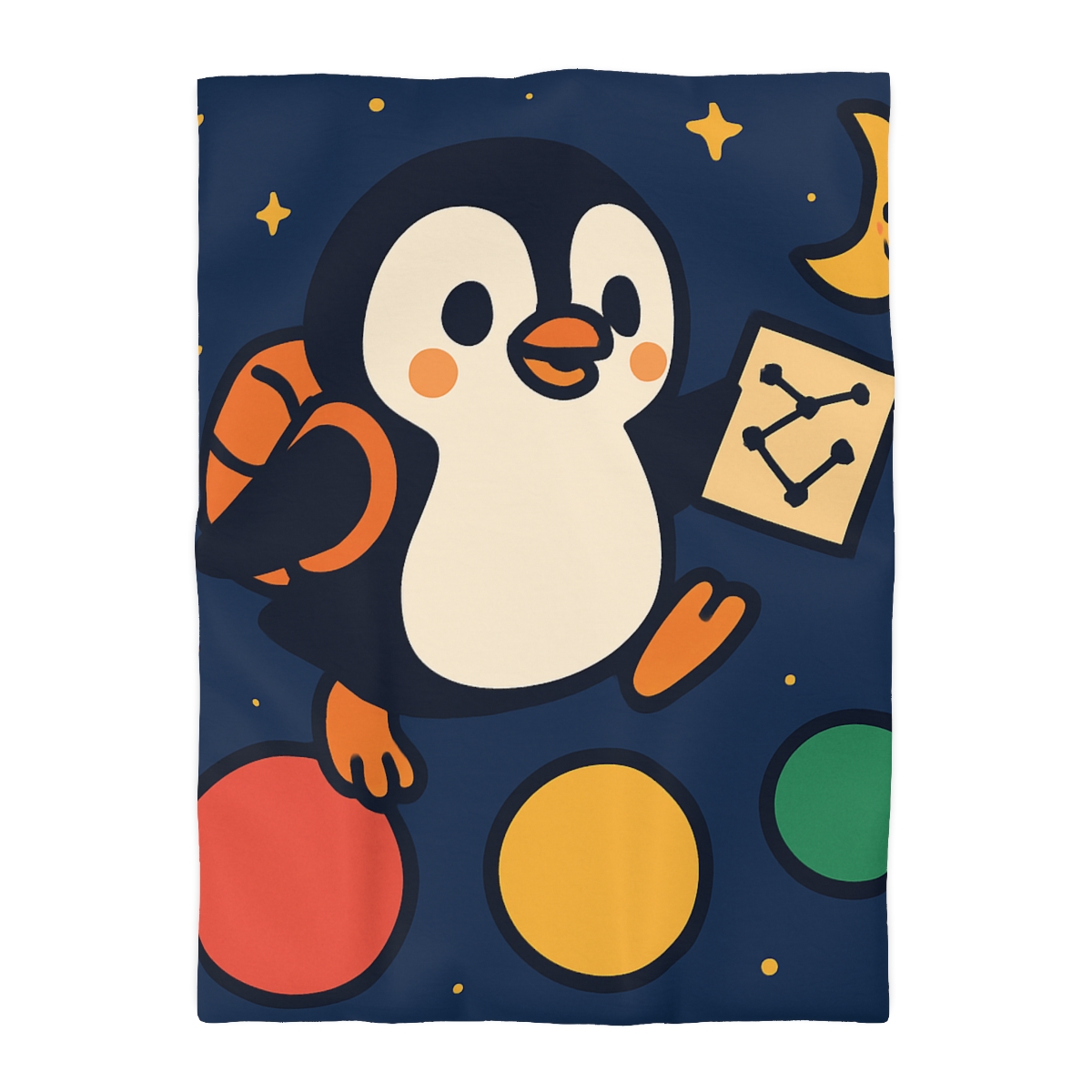 Planet Hopping Penguin Explorer unique patterned duvets