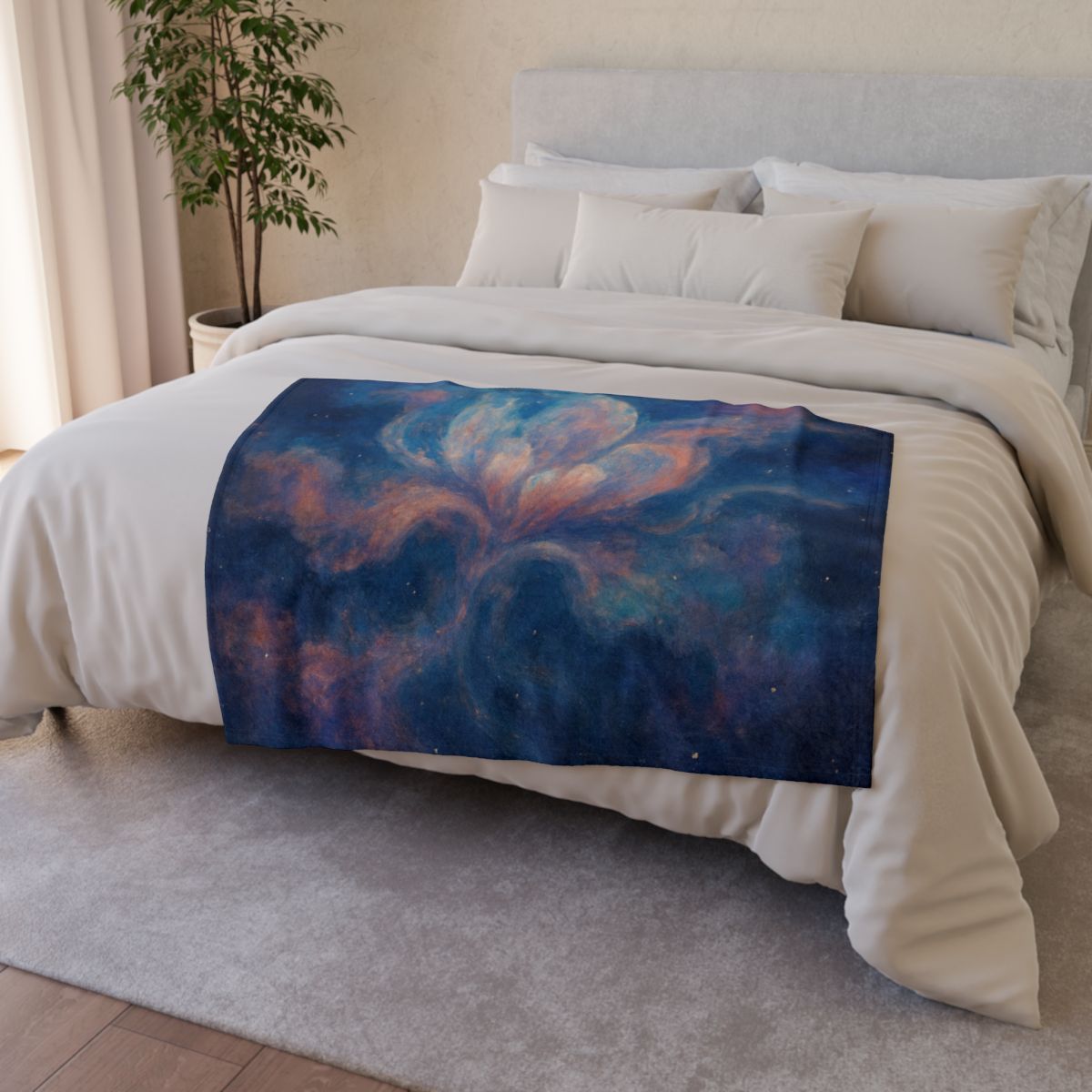 Velvet Plasma Bloom Tapestry soft fleece blankets