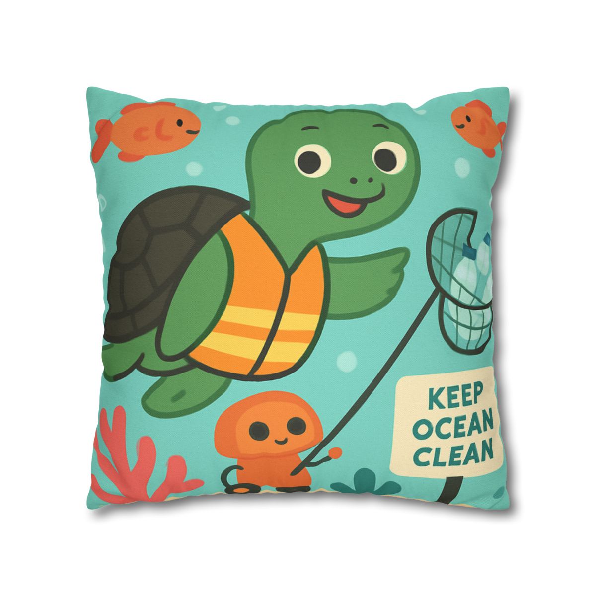 Coral Cleanup Turtle Patrol soft cotton pillow cases