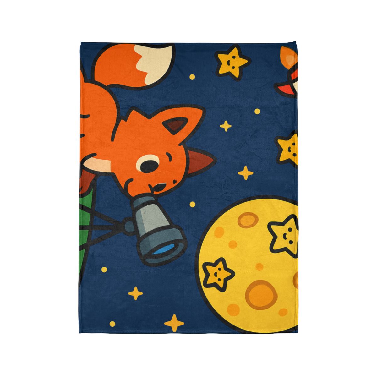 Stargazer Fox In The Moon Meadow personalized cozy blankets