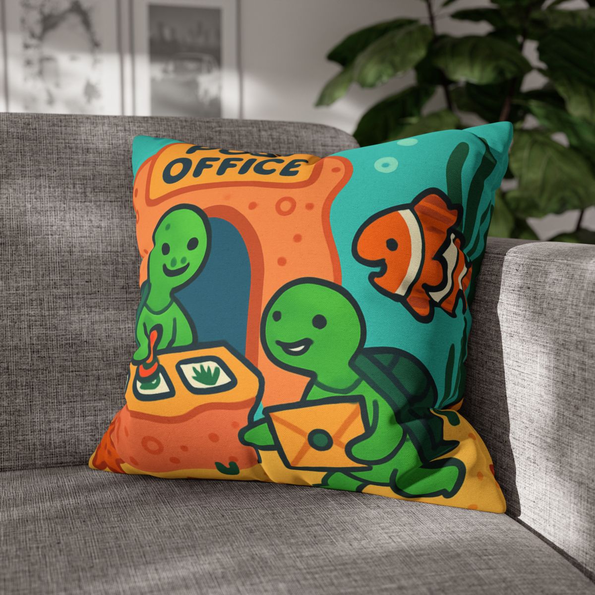 Coral Reef Post Office Run By Sea Turtles soft cotton pillow cases