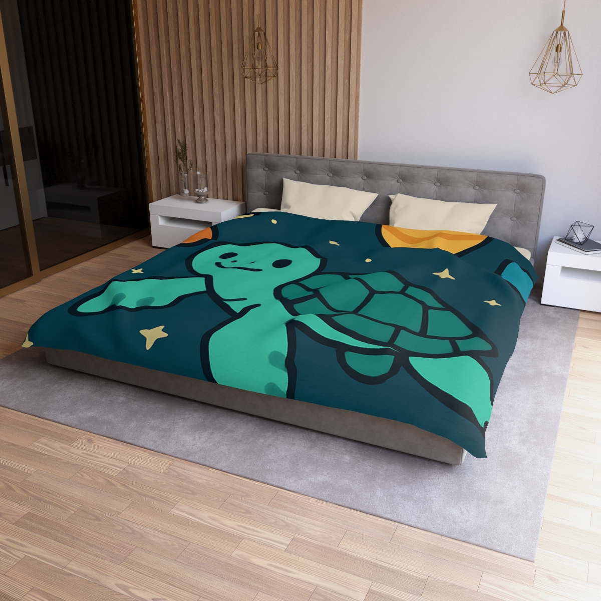 Starlit Space Turtle personalized bedding duvets