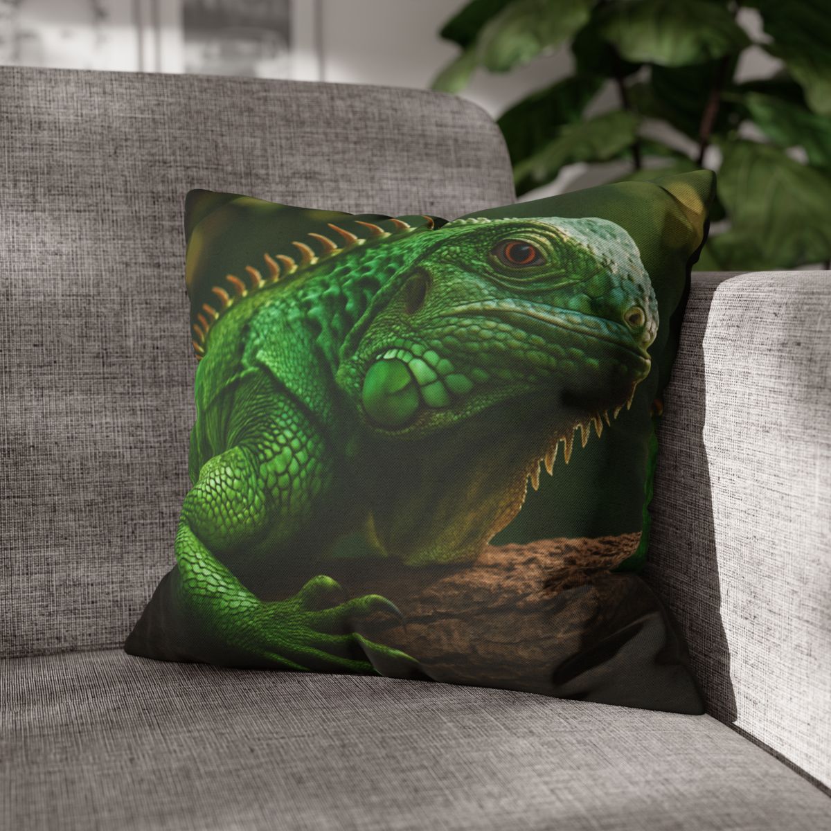 Emerald Gaze Green Iguana custom pillow cases
