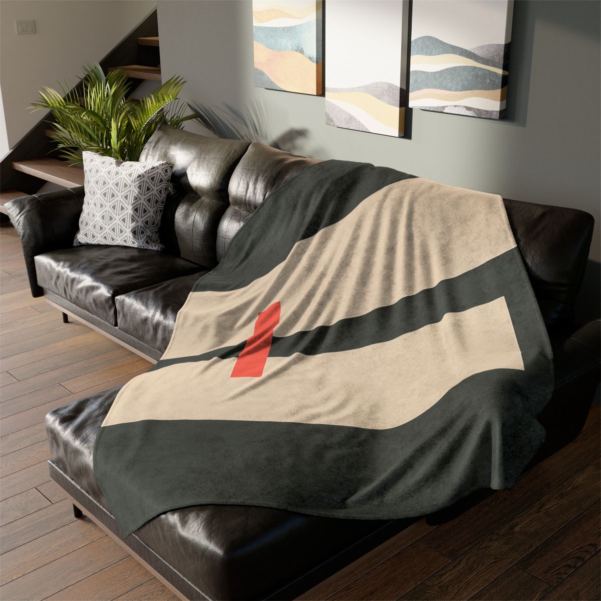 Offset Rectangle Pause soft fleece blankets