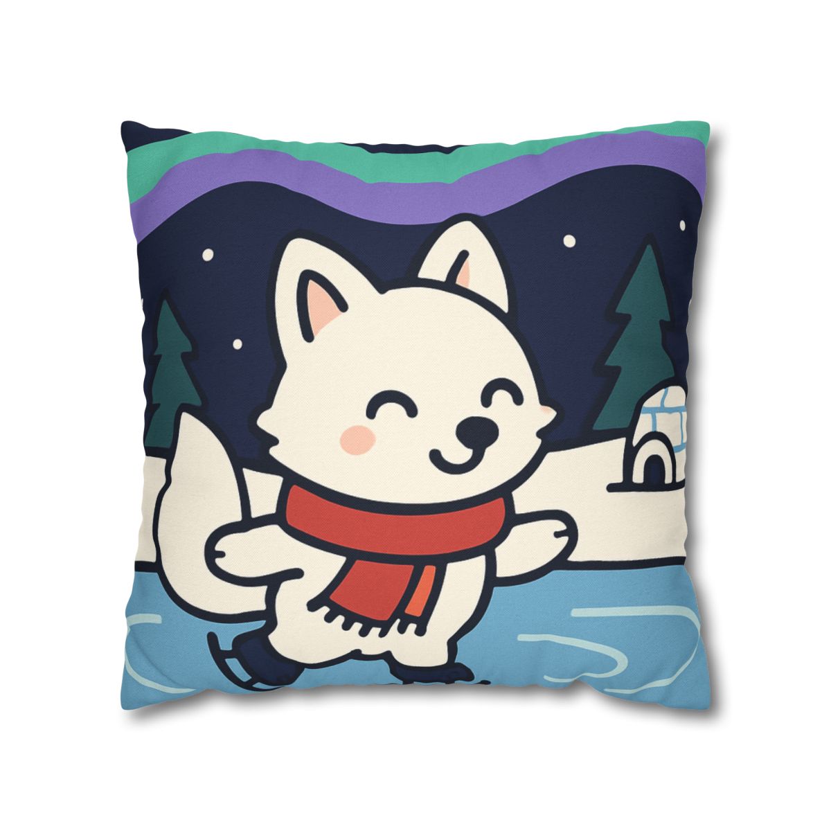 Aurora Snow Fox Skate Night trendy patterned pillow cases