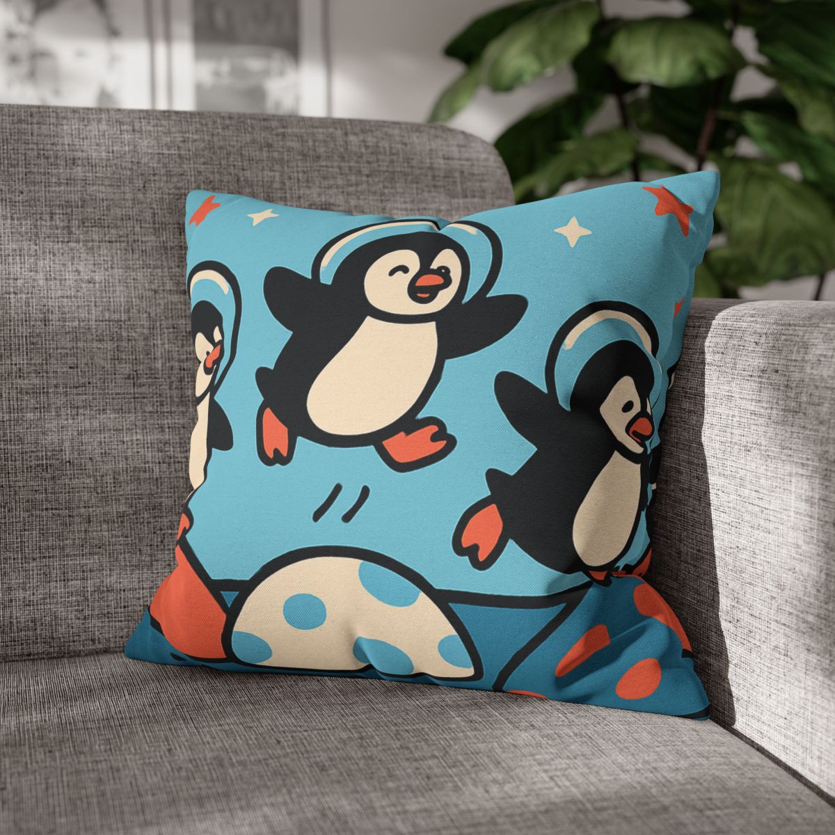 Planet Hopper Penguins trendy patterned pillow cases