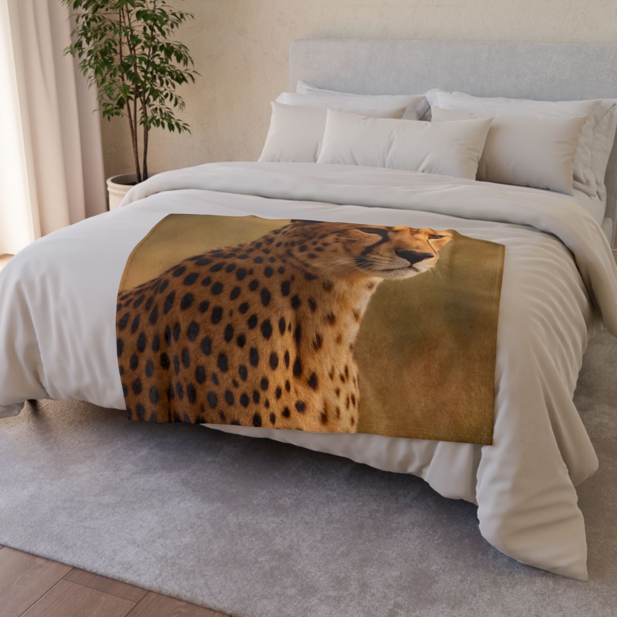Amber Gaze Cheetah designer printed blankets