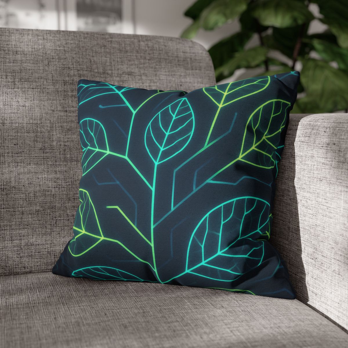 Leaf Vein Circuit Flow designer print pillow cases