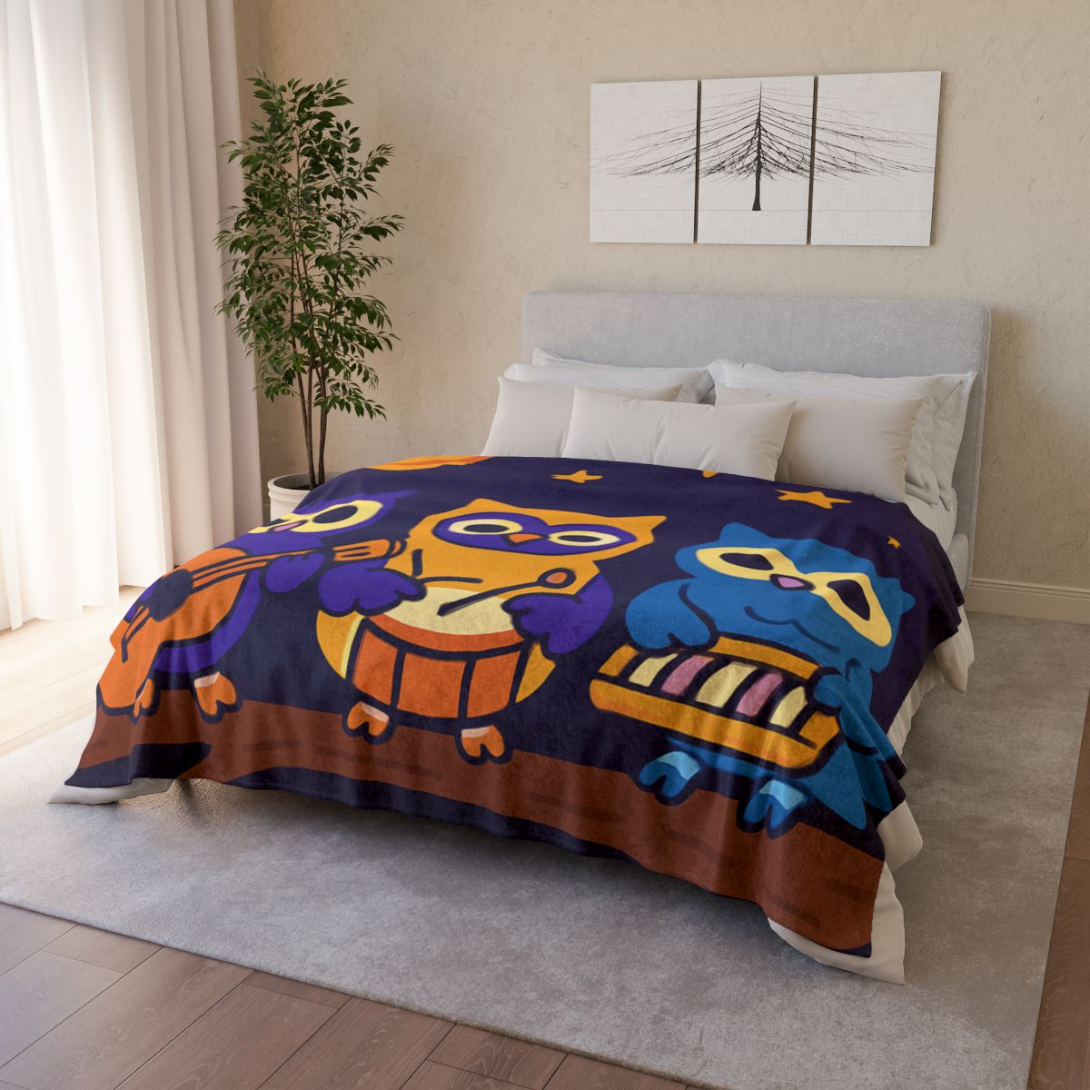 Star Song Owl Band stylish throw blankets