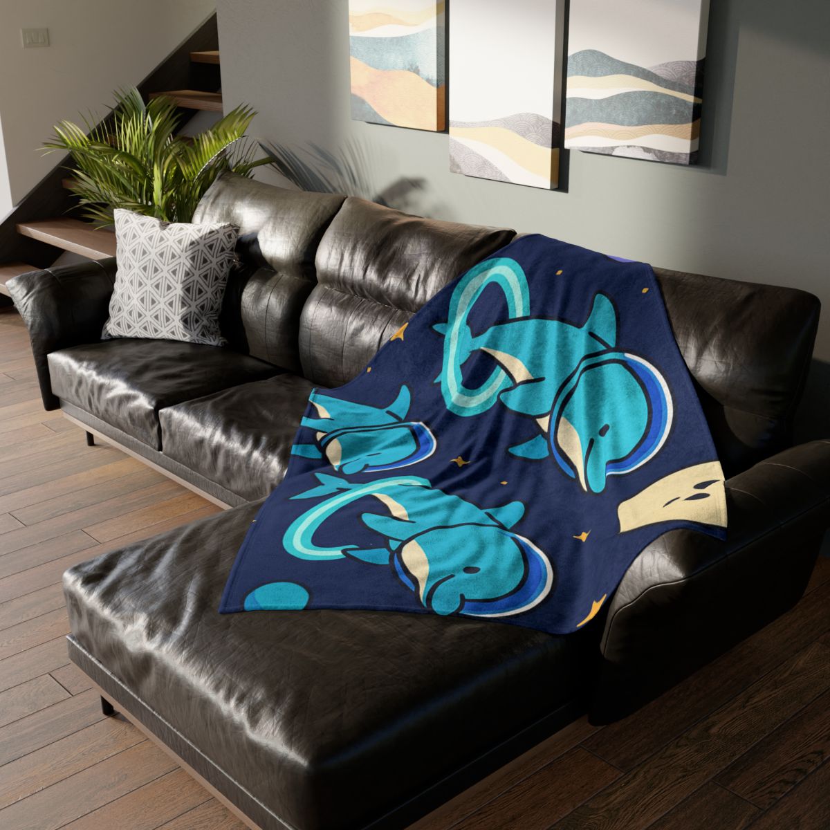 Cosmic Dolphin Playground trendy patterned blankets