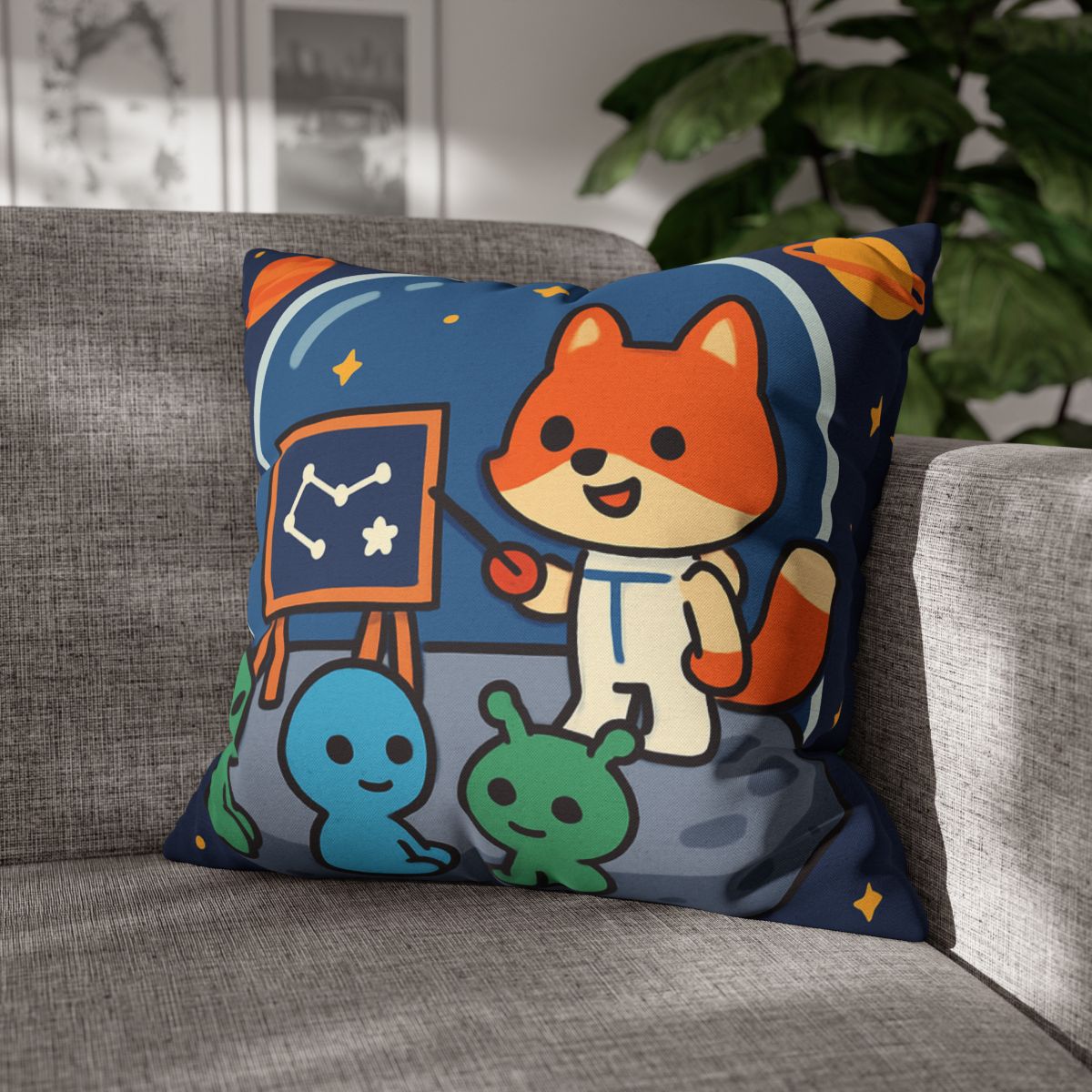 Comet Classroom With Curious Space Fox comfortable bedding pillow covers
