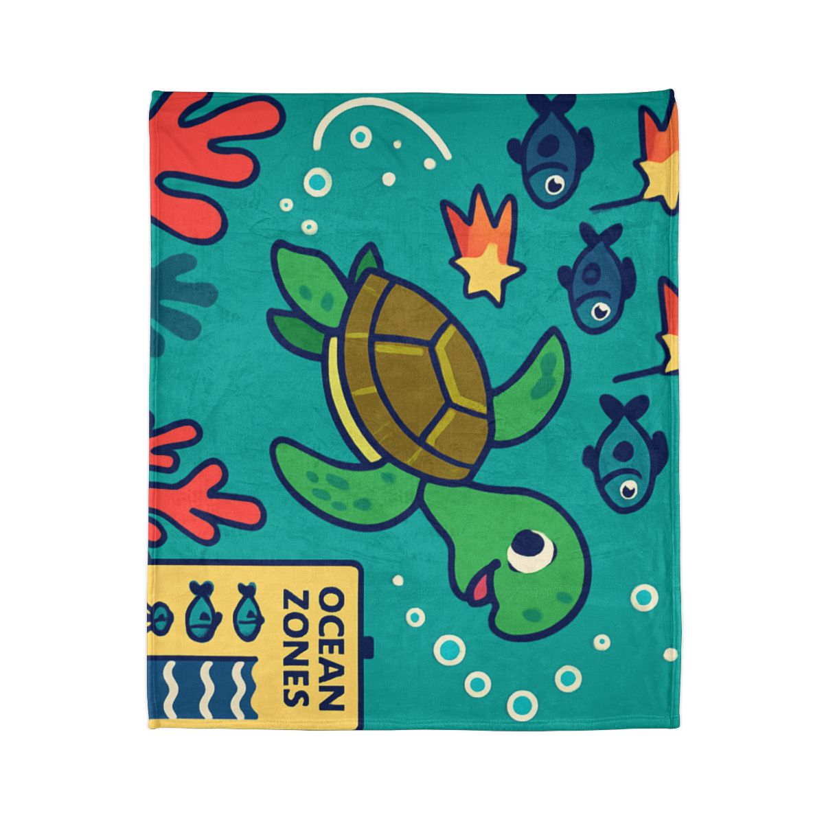 Coral Comet Turtle Parade designer printed blankets