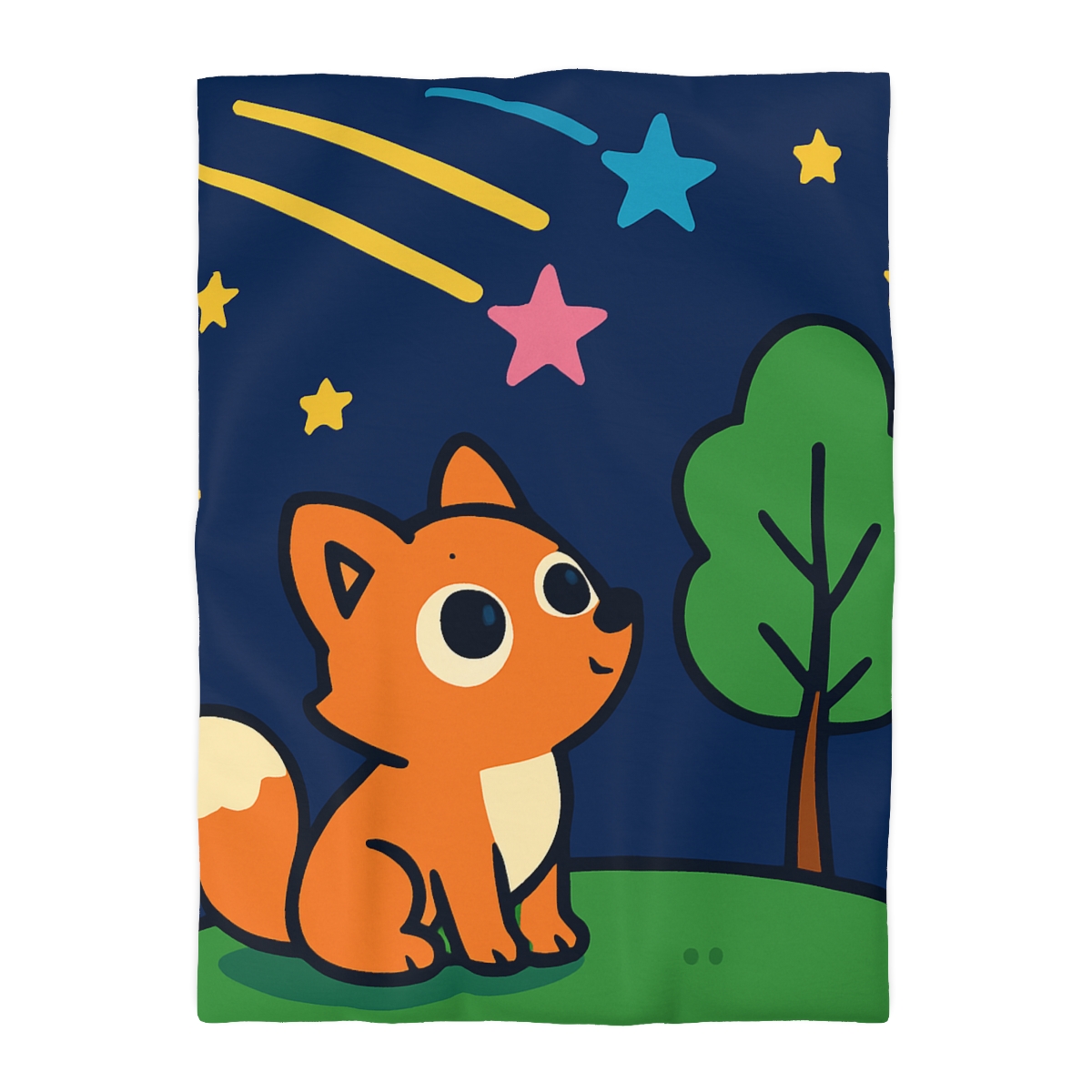 Cosmic Forest Fox And The Shooting Stars soft comforter duvets