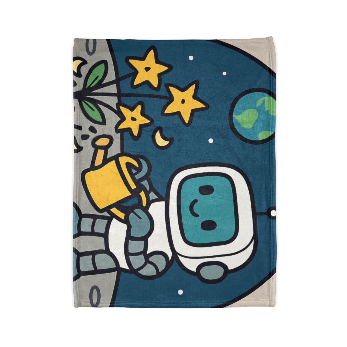 Moon Garden Robot And Space Sprouts custom blankets