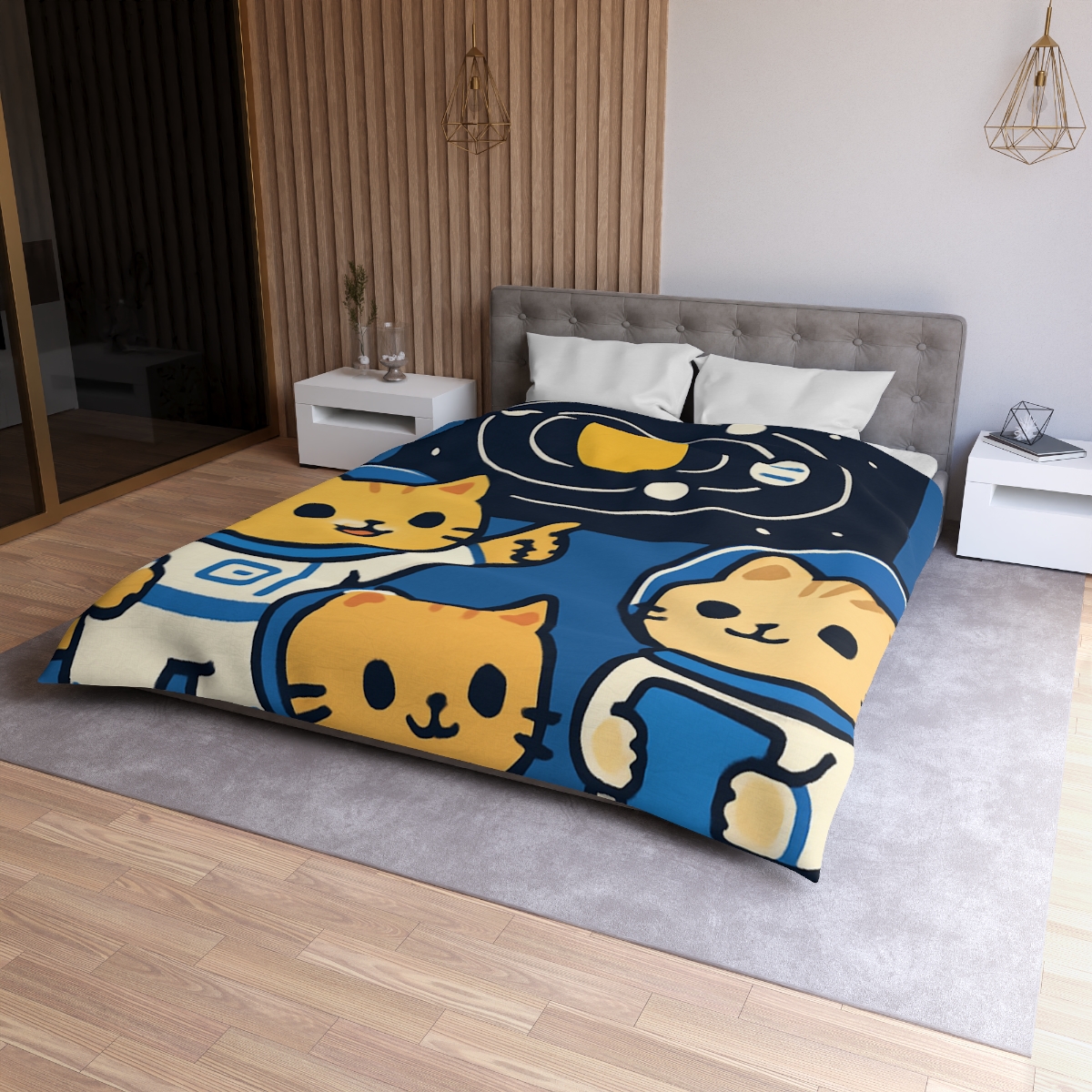 Space School For Curious Cats personalized bedding duvets