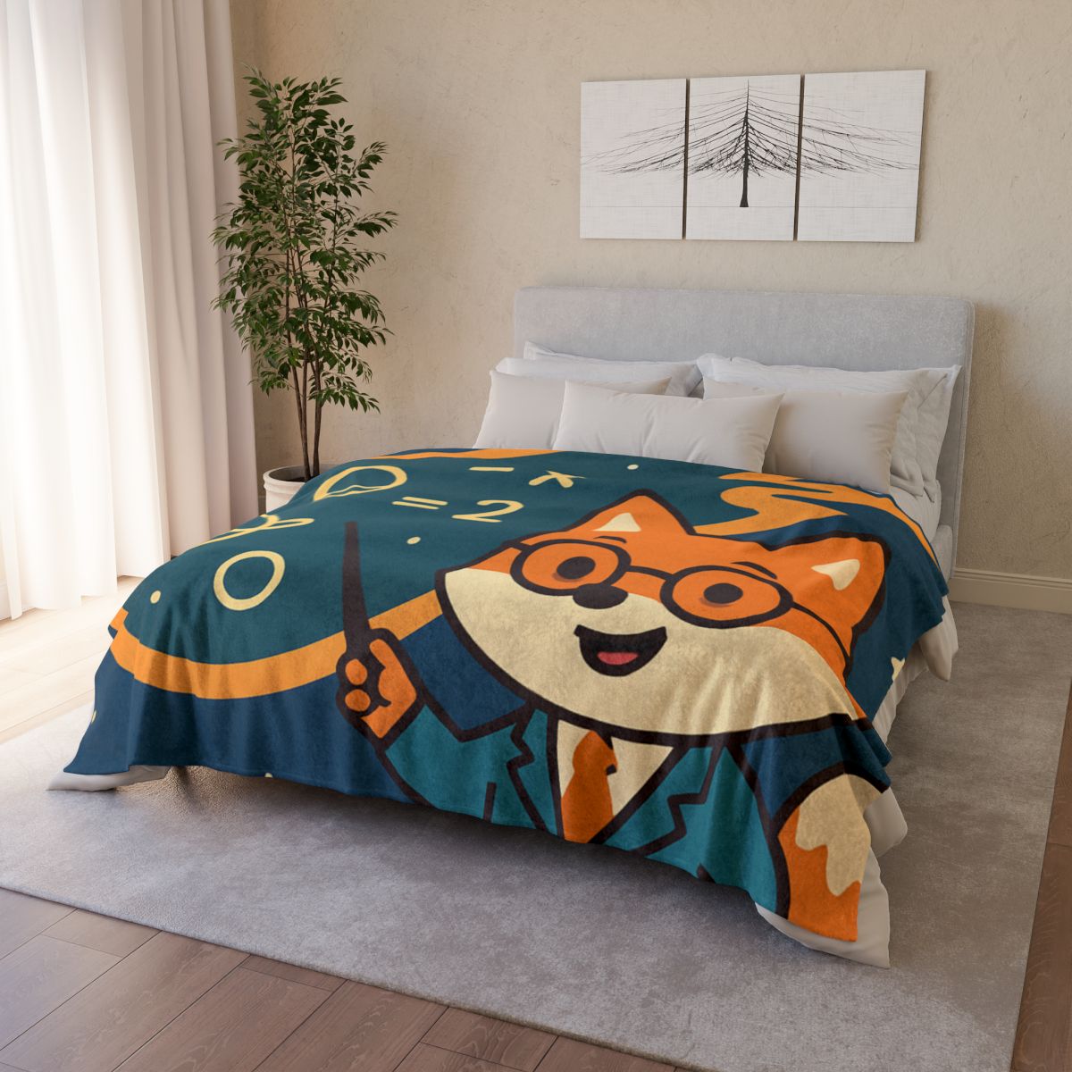 Comet Classroom With A Curious Fox soft fleece blankets