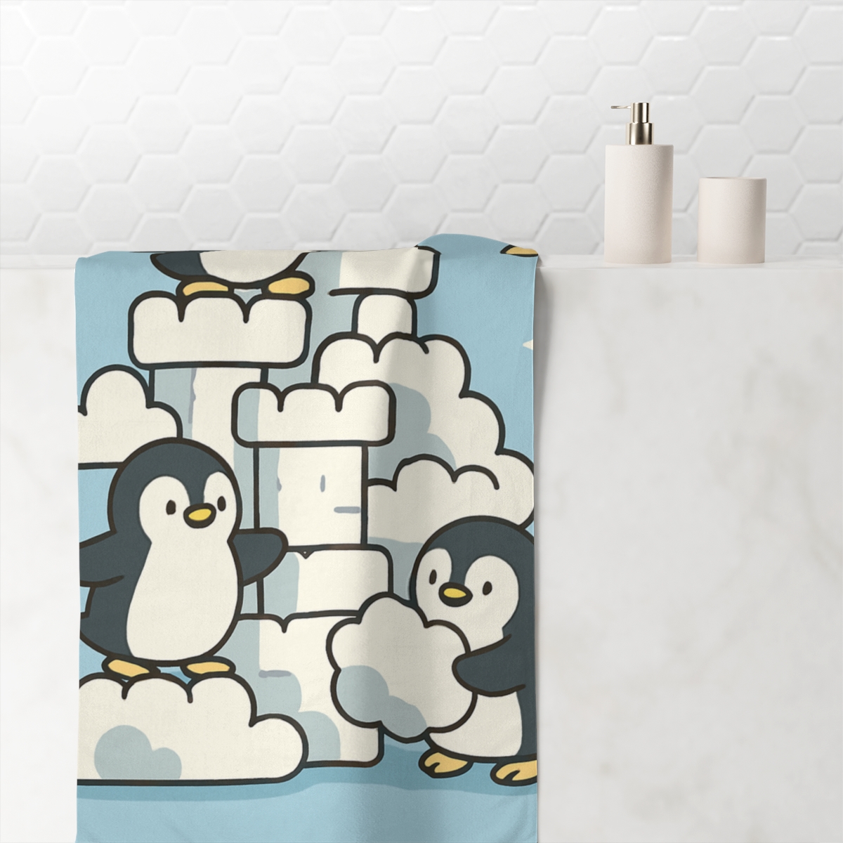 Cloud Castle Penguins unique gift towels