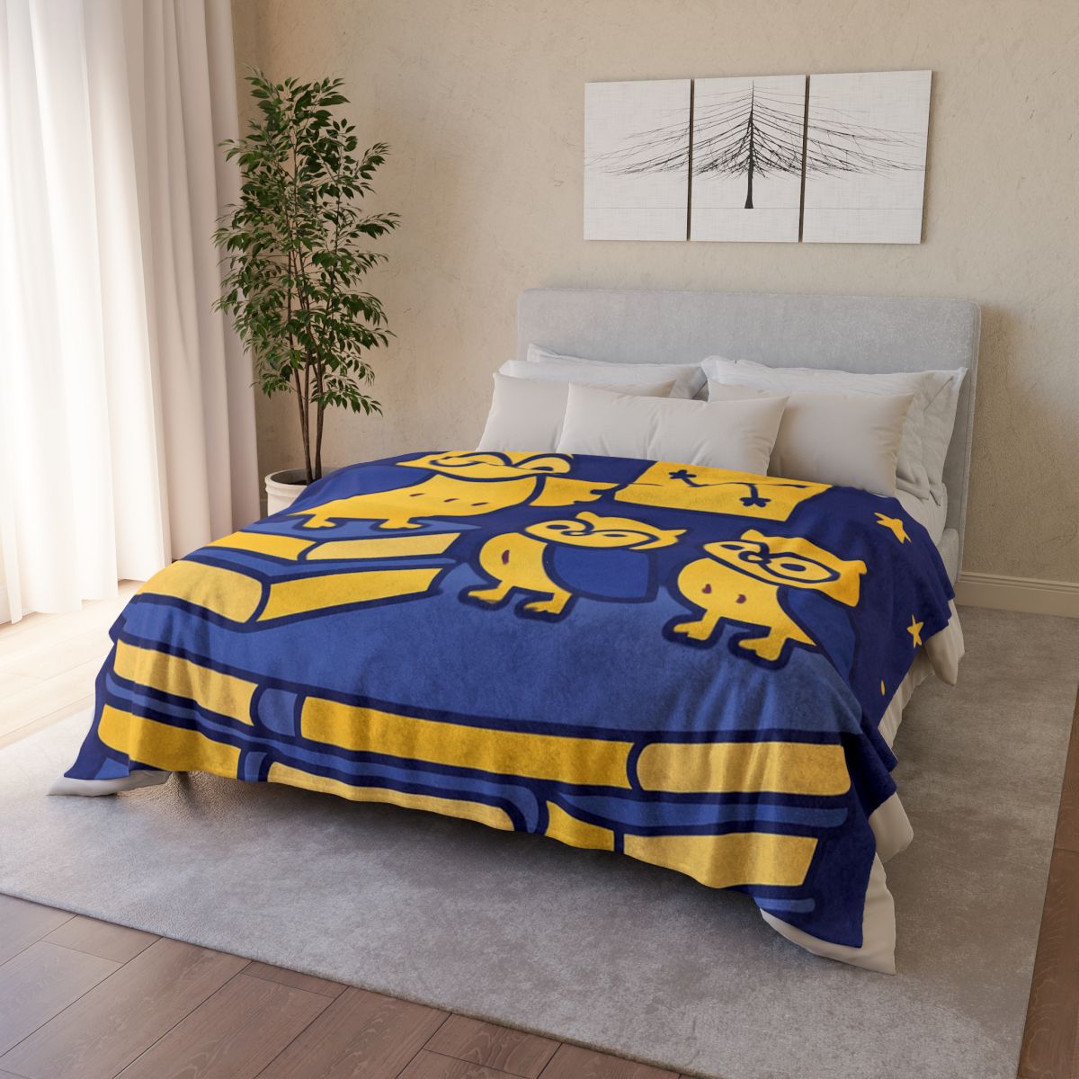 Starlight Library Run By Owls personalized cozy blankets